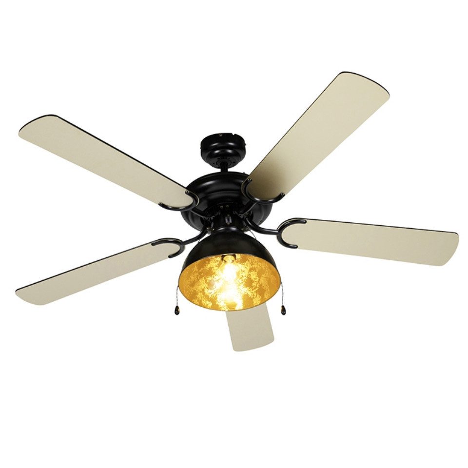 Qazqa Deckenventilator Magna licht88, E27, Schwarz, Industrie, Stahl, 1-fla günstig online kaufen