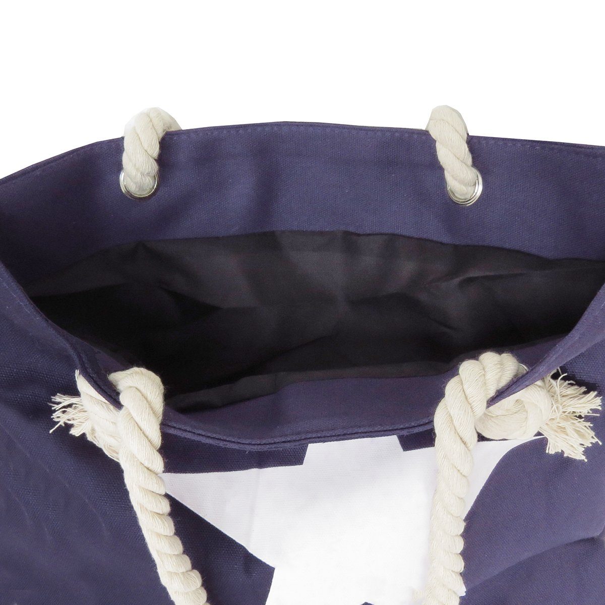 Seilkordeln mit Innentasche marine Originelli mit Sonia Shopper, Sternaufdruck Strandtasche uni Umhängetasche Reißverschluss kleine