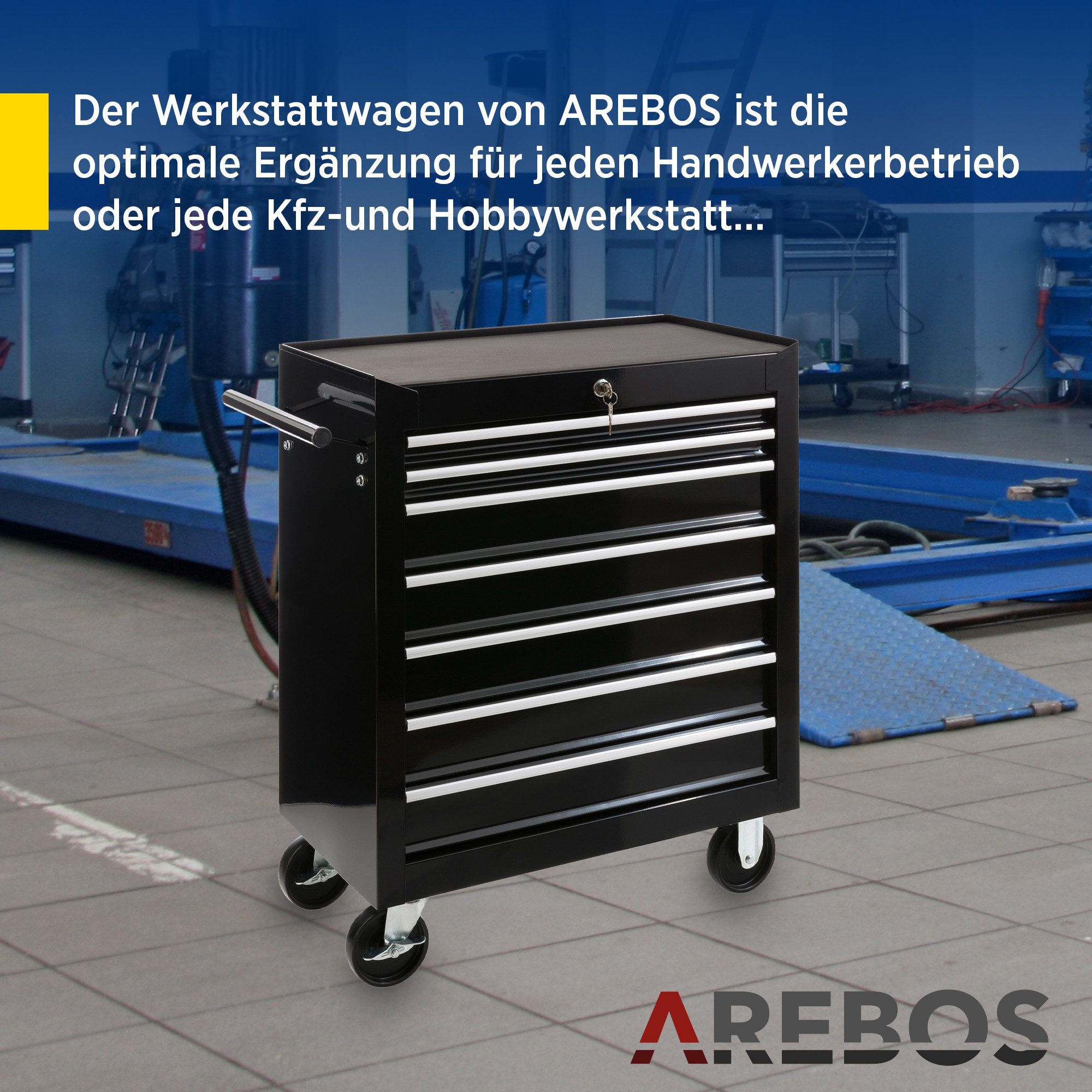 Arebos Werkstattwagen 7 Fächer, zentral abschließbar, günstig online kaufen