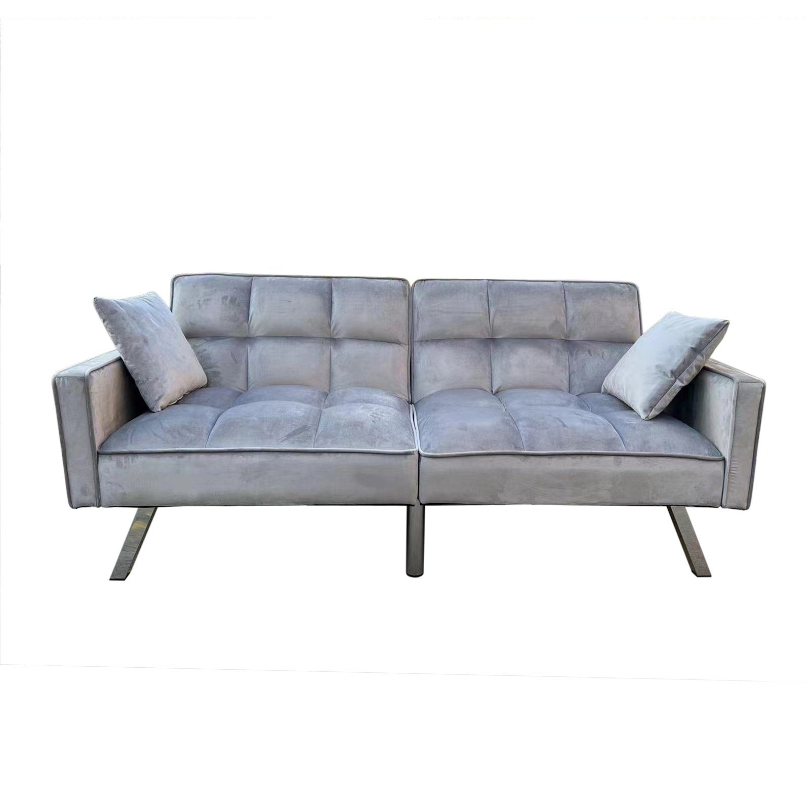 HTI-Living 2-Sitzer Sofa mit Schlaffunktion Brigga Grau, Stück 1 Teile, Funktionscouch inklusive 2 Zierkissen