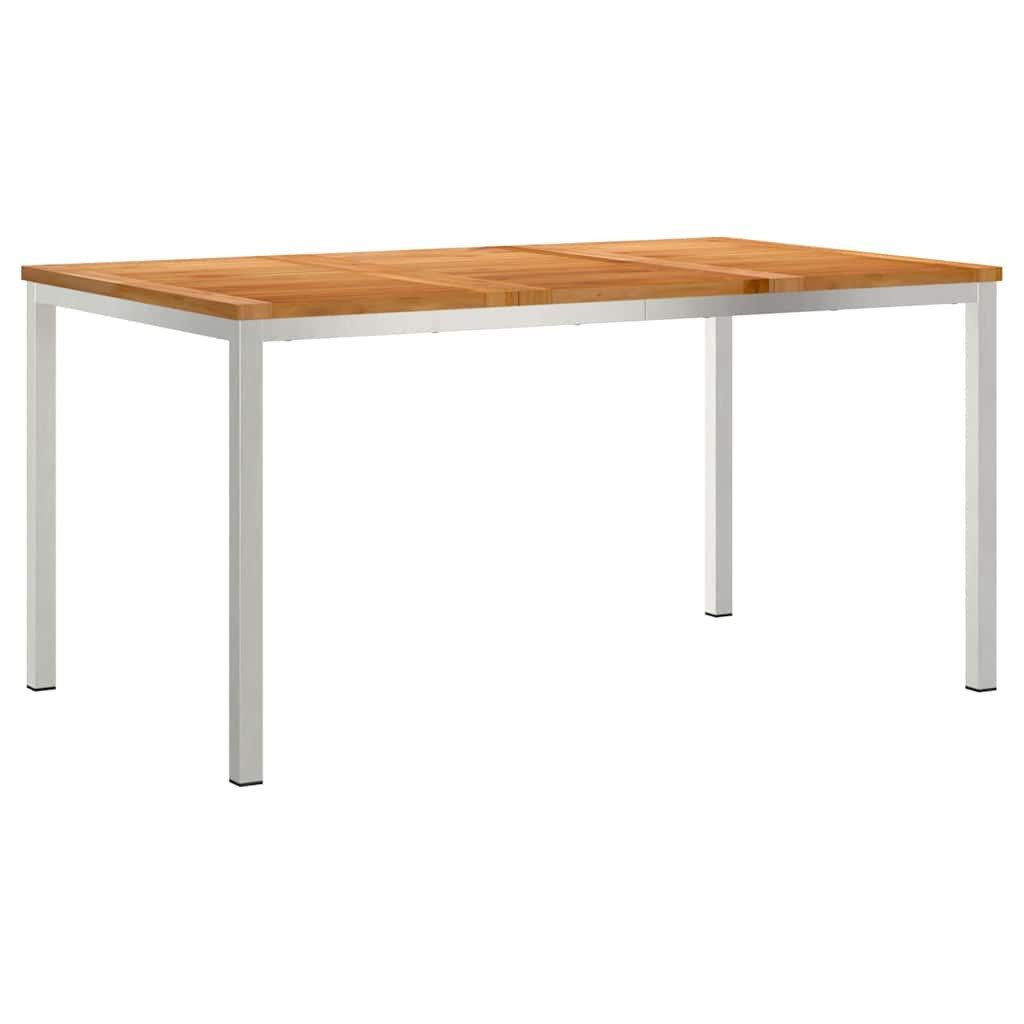 vidaXL Gartentisch Esstisch 150x90x75 cm Massives holz und Edelstahl (1-St)