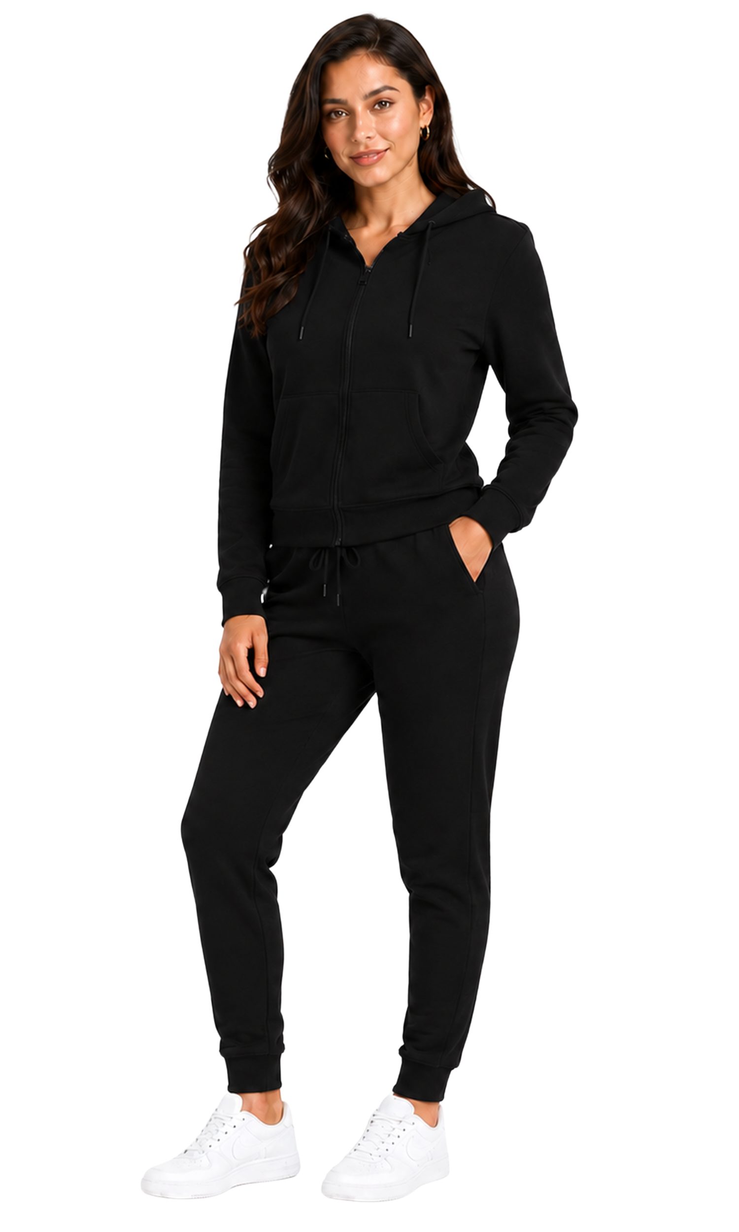 L.gonline Freizeitanzug Damen Jogging-ANZUG X240, Prime (Kapuzenjacke mit Reißverschluss, Hose, 2-tlg), Fitness Freizeit Casual