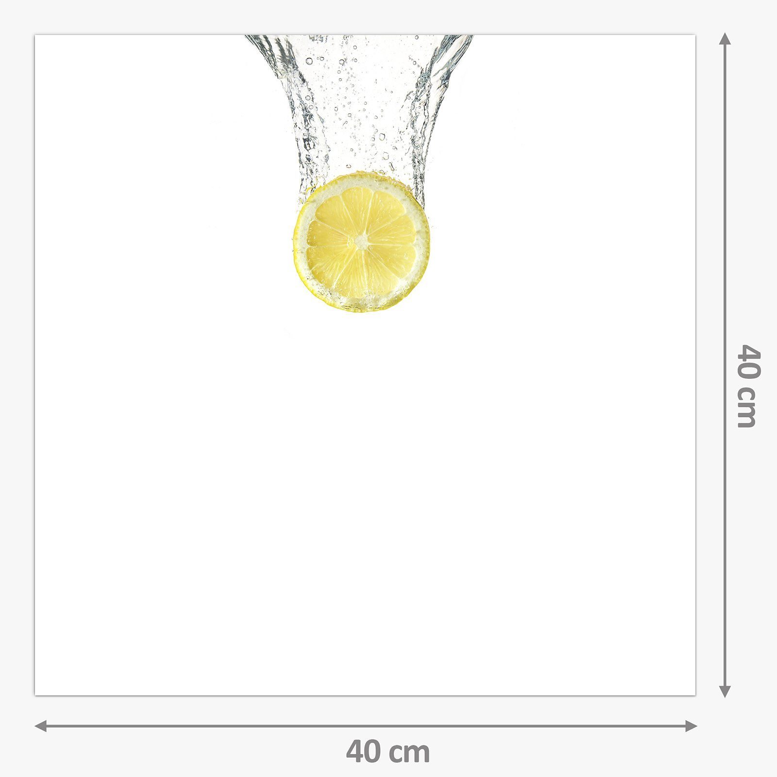 mit fallend Primedeco Zitrone Glas Wasser in Motiv Küchenrückwand Küchenrückwand Spritzschutz