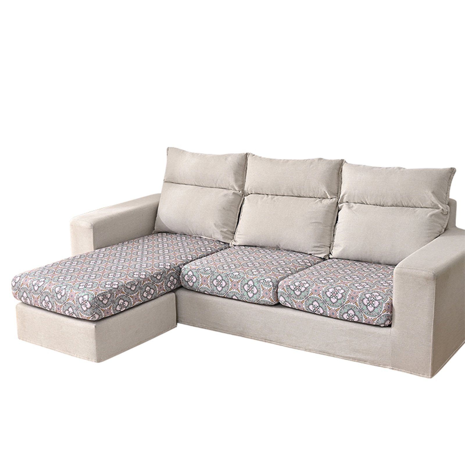 Sofahusse Bedruckt Geometrisch, Stretch, für 1-4Sitz L-Shape Sofa, Rosnek, mit elastischem Boden