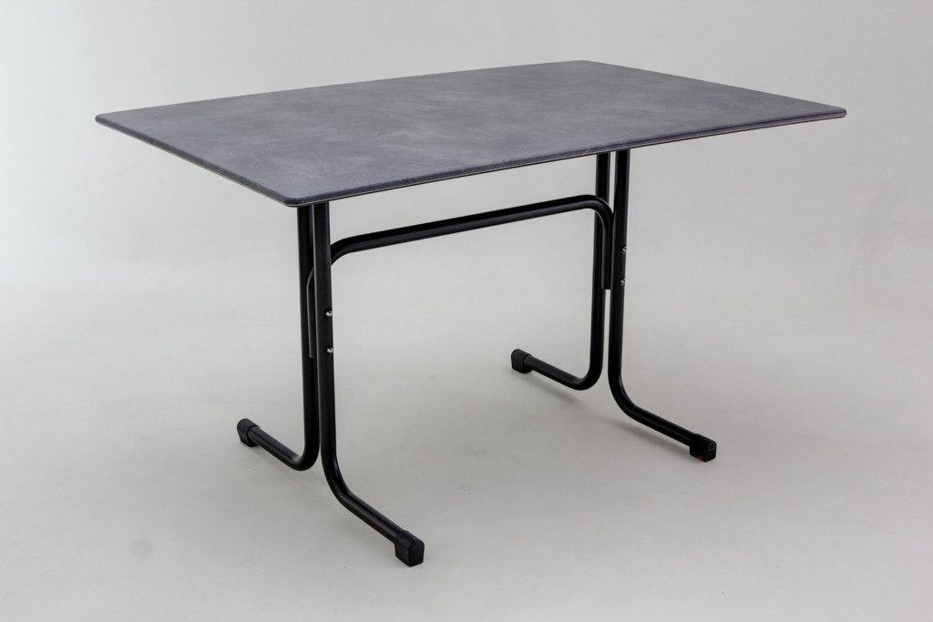 Fritz Müller Metallwarenfabrik GmbH Gartentisch dark slate 120 x 80 cm HPL Klapptisch wetterfest klappbar (Spar-Set, 1-St., 1 Tisch), klappbar mit HPL Platte Made in Germany