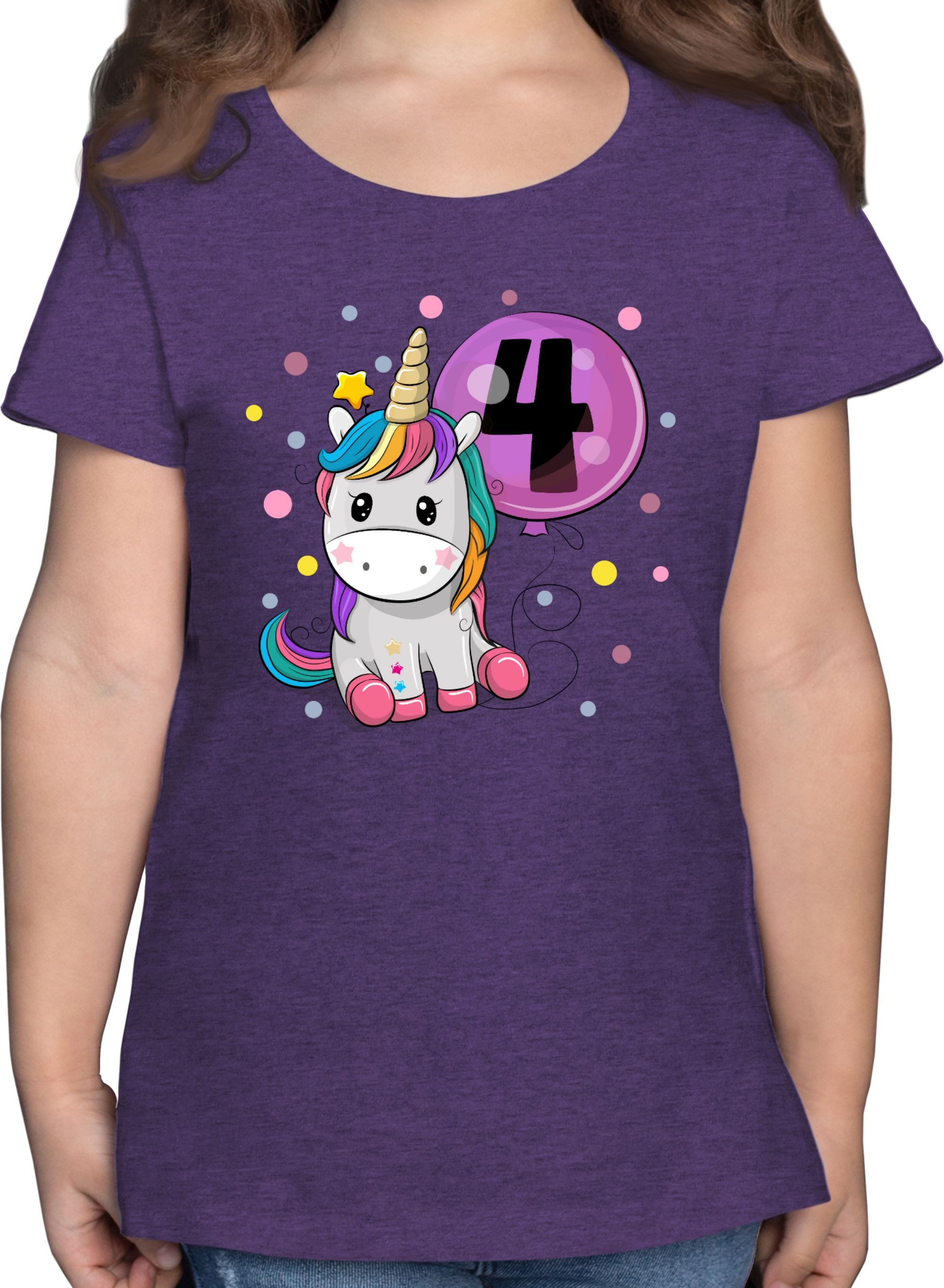 T-Shirt Einhorn 4 Geburtstag Mädchen Kindergeburtstag 4 Jahre