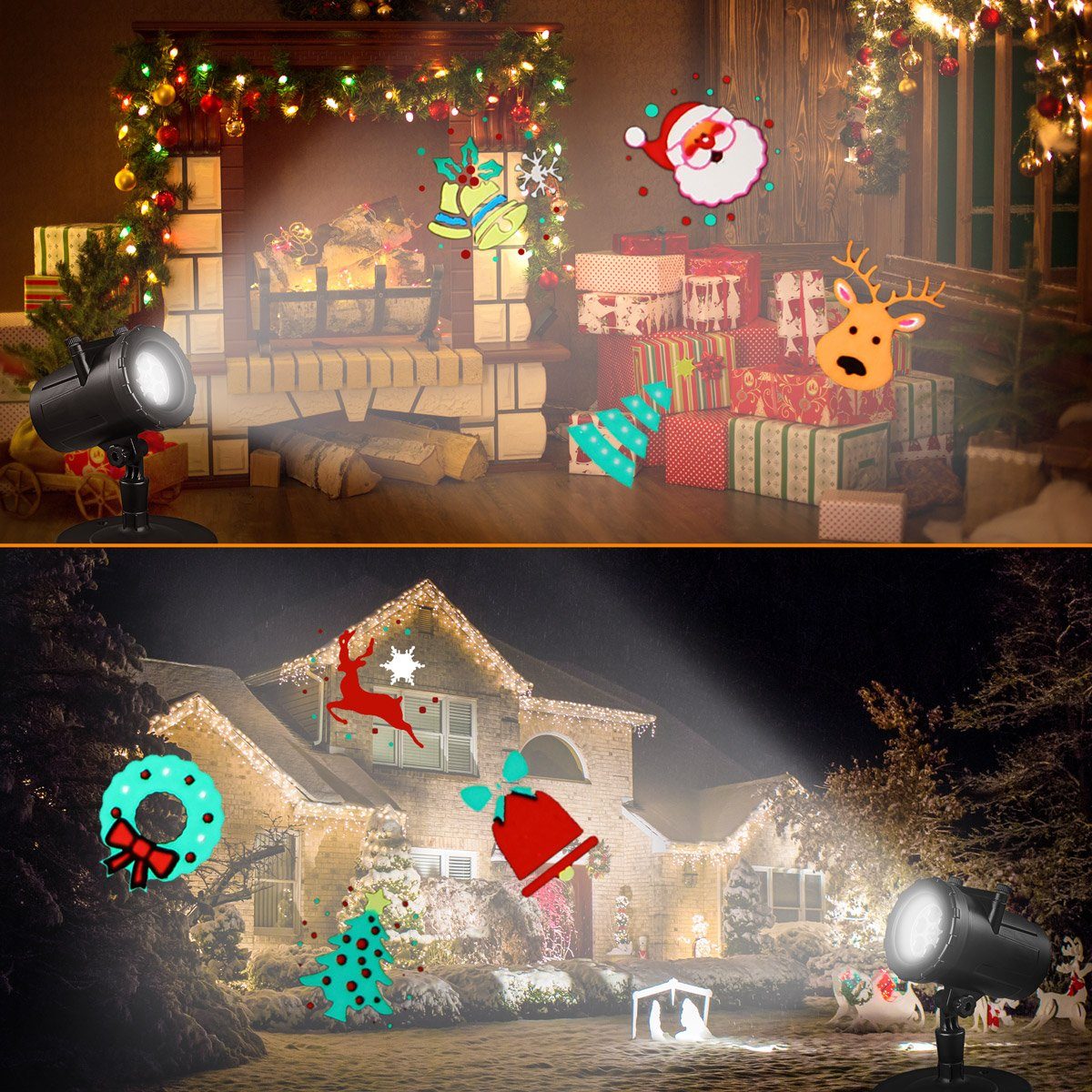 LED Bunt verbaut, mehrfarbig, Projektor Deko Weihnachten 72 LED Party Motive fest monzana Projektor, Gartenstrahler, Aussen