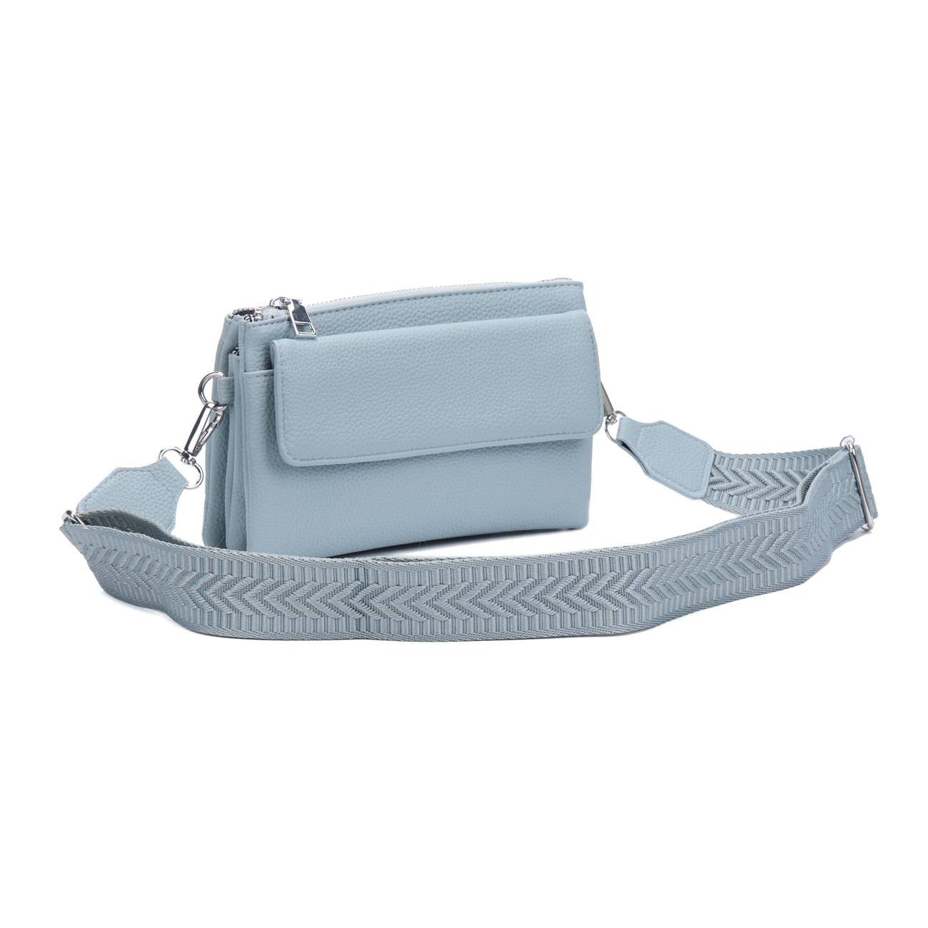 ITALYSHOP24 Geldbörse Damen Umhängetasche CrossBody Brieftasche Geldbörse Handytasche Reise (Tasche mit einem breitem Muster Stoffgurt/Umhängeband), Bodybag Cross Bag Schmucktasche Brieftasche Clutch Abendtasche