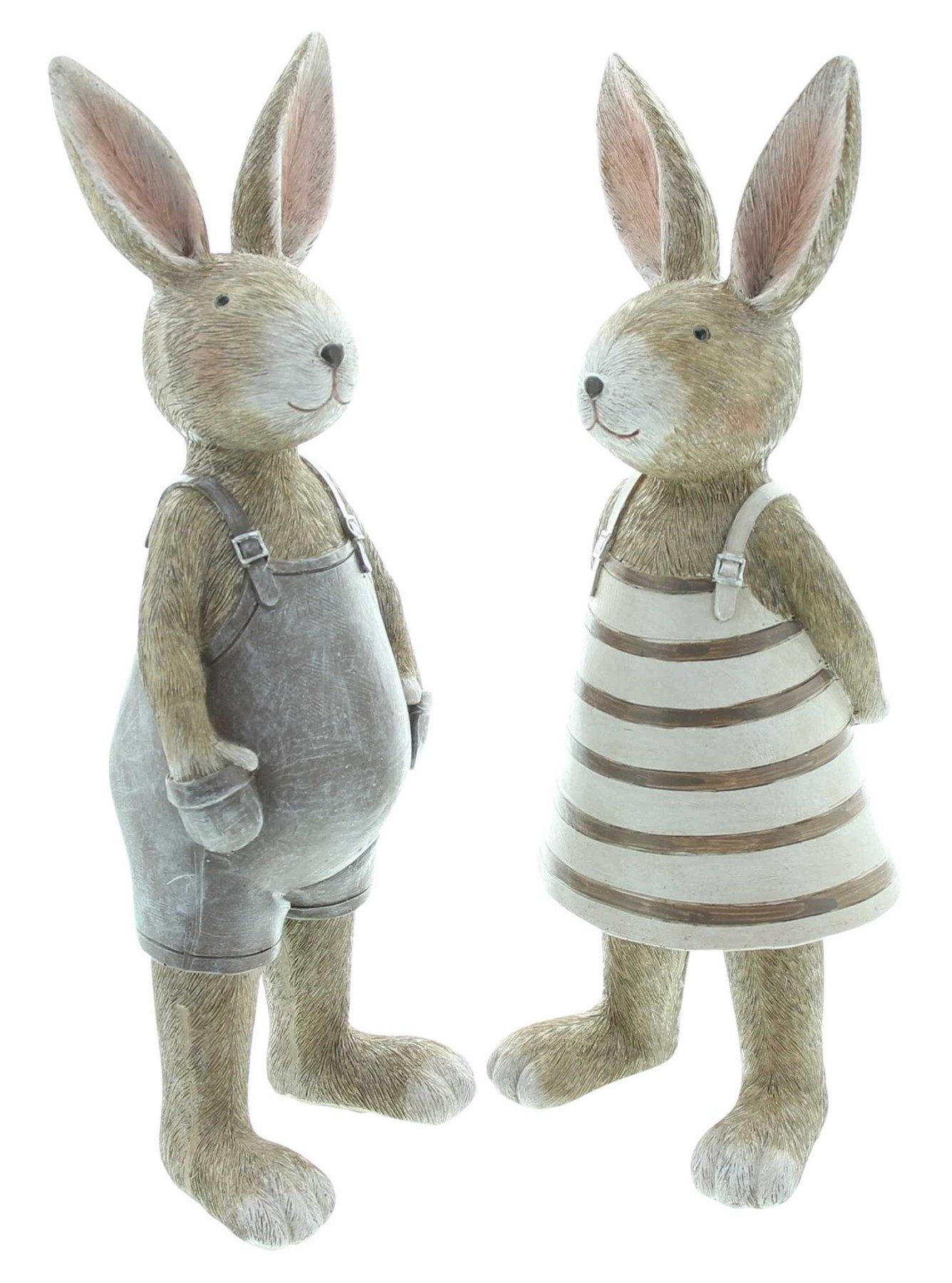 Dekoleidenschaft Osterhase "Natur" Hasenpaar in Naturtönen 29 cm, Dekofigur Osterdeko, Gartendeko (im Set, 2 St), Osterfigur, Figurenset für Draußen