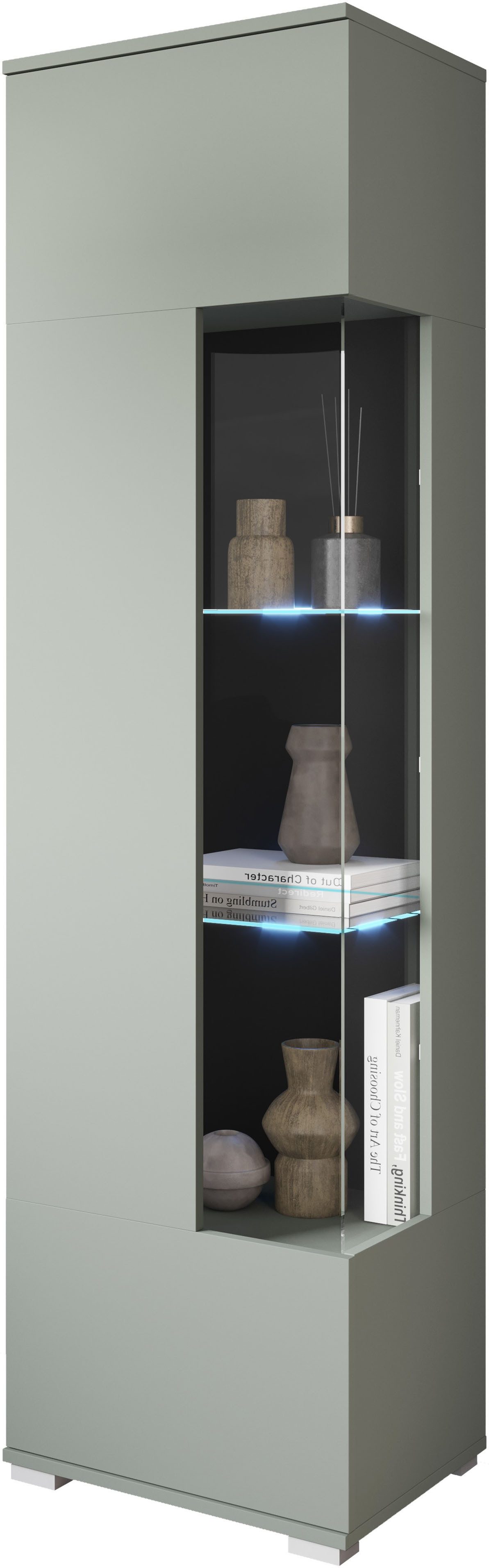 OTTO home Vitrine Kenia, stehend und hängend, Türanschlag wechselbar (1-St) Vitrineschrank mit Glastüren 160 cm Höhe