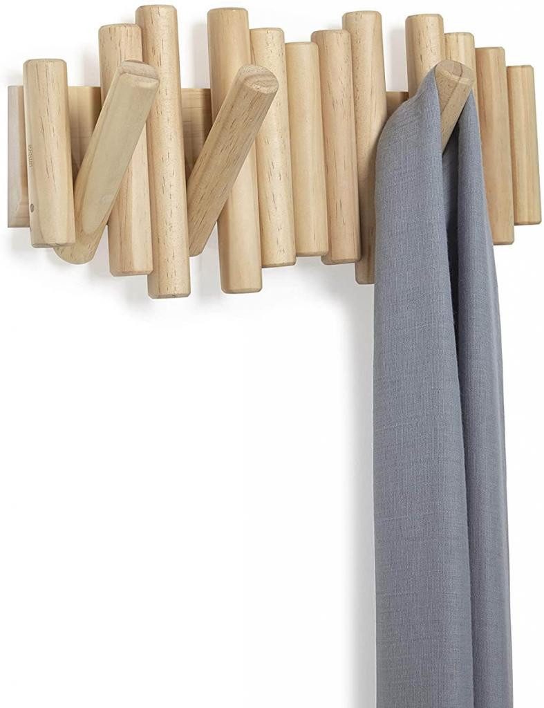 Umbra Garderobenhaken Picket mit 5 Garderobenhaken Garderobenleiste Wandhaken Kleiderhaken, 5 Klapphaken