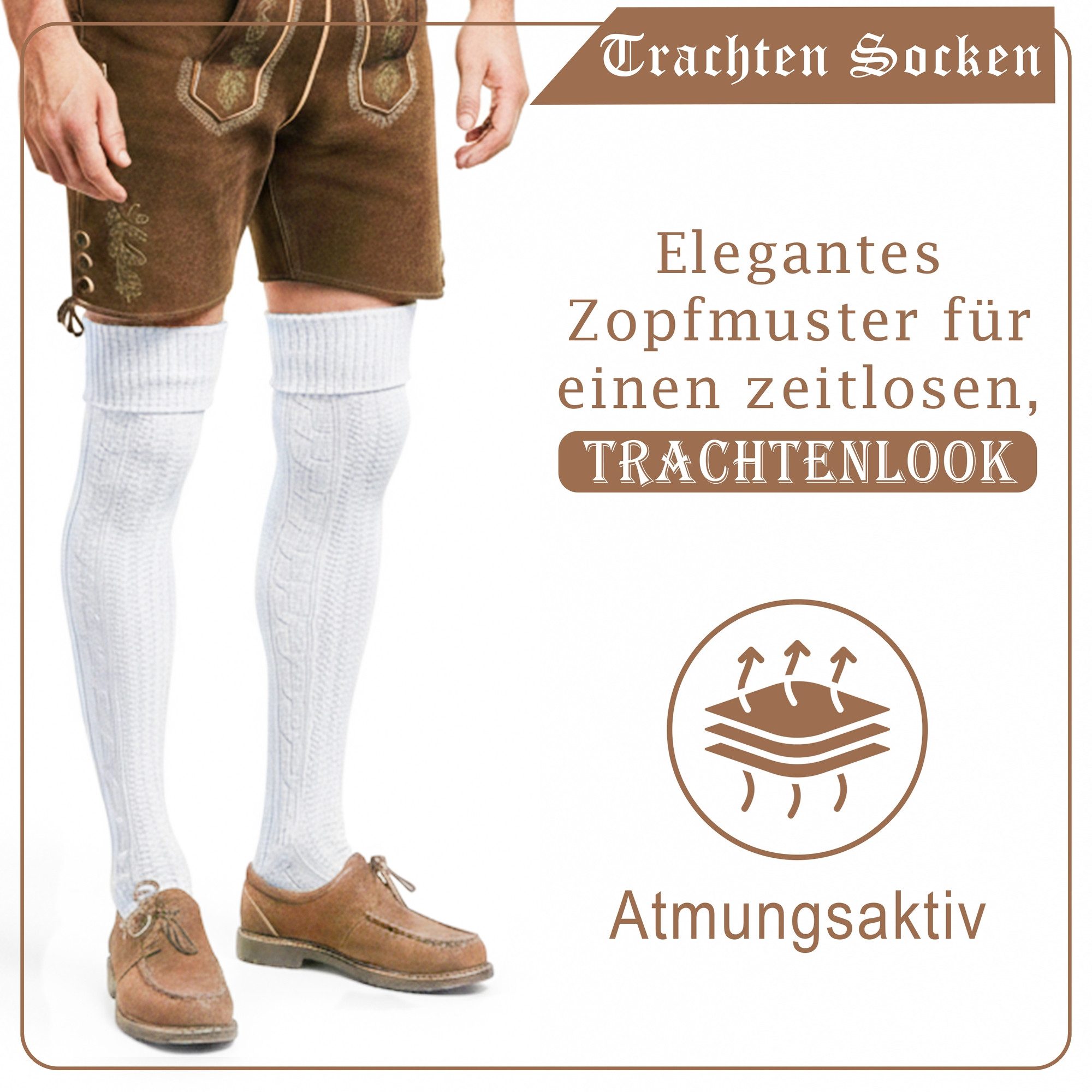 German Wear Trachtensocken ANG252 EXTRA Lange Trachtensocken Strümpfe Kniebundsocken