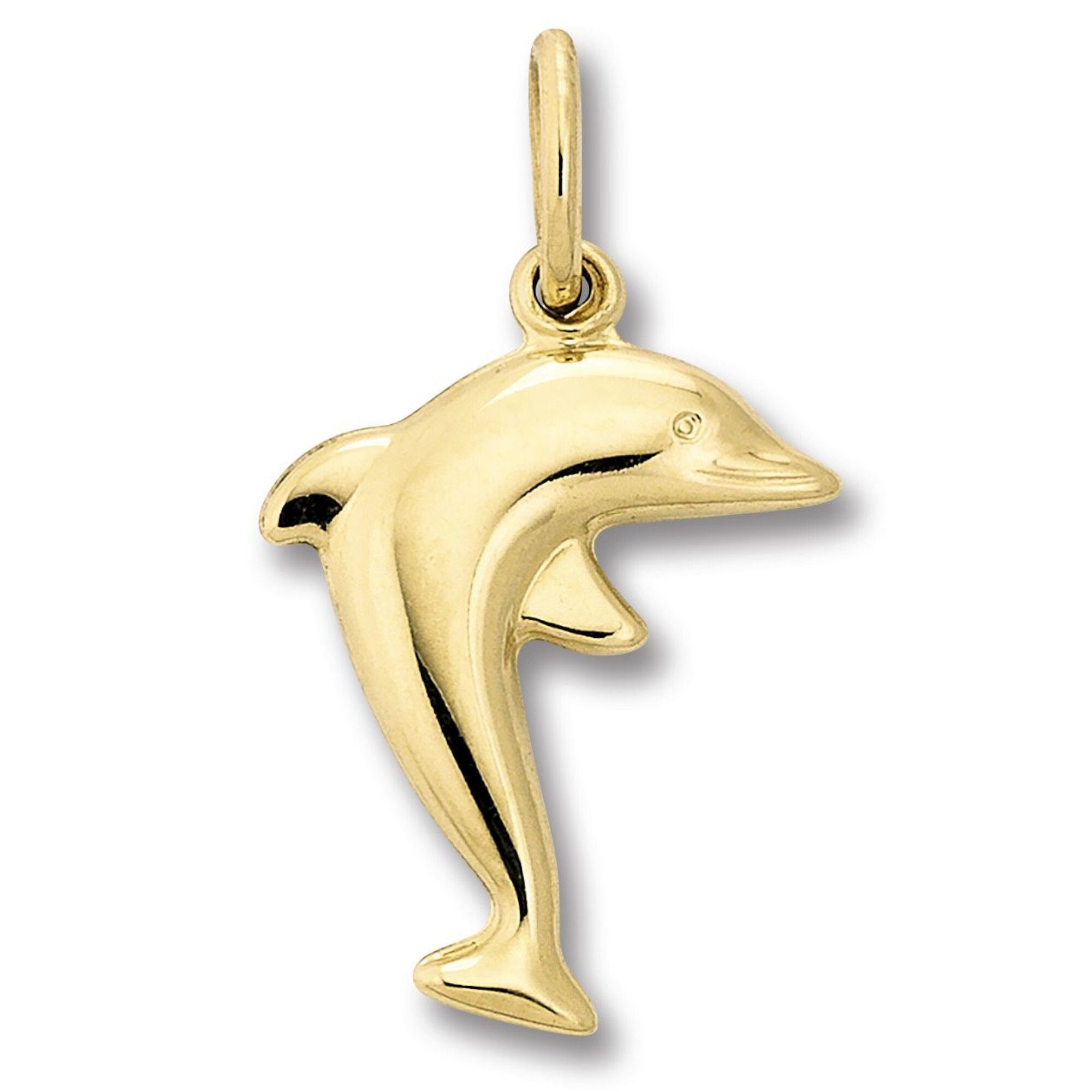 Anhänger ONE Schmuck Delfin Gelbgold, Damen Gold 333 Delfin ELEMENT aus Kettenanhänger