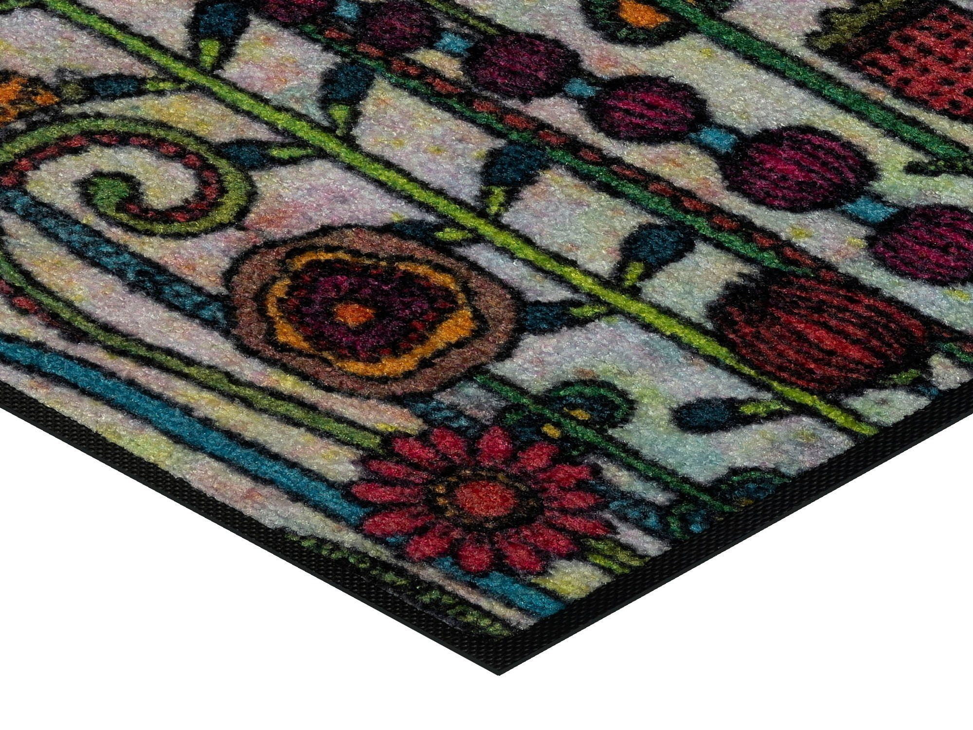Motiv Fußmatte und Outdoor In- by Höhe: Schmutzfangmatte, rechteckig, 7 Kleen-Tex, mm, geeignet, waschbar Sonnentag, wash+dry Blumen,