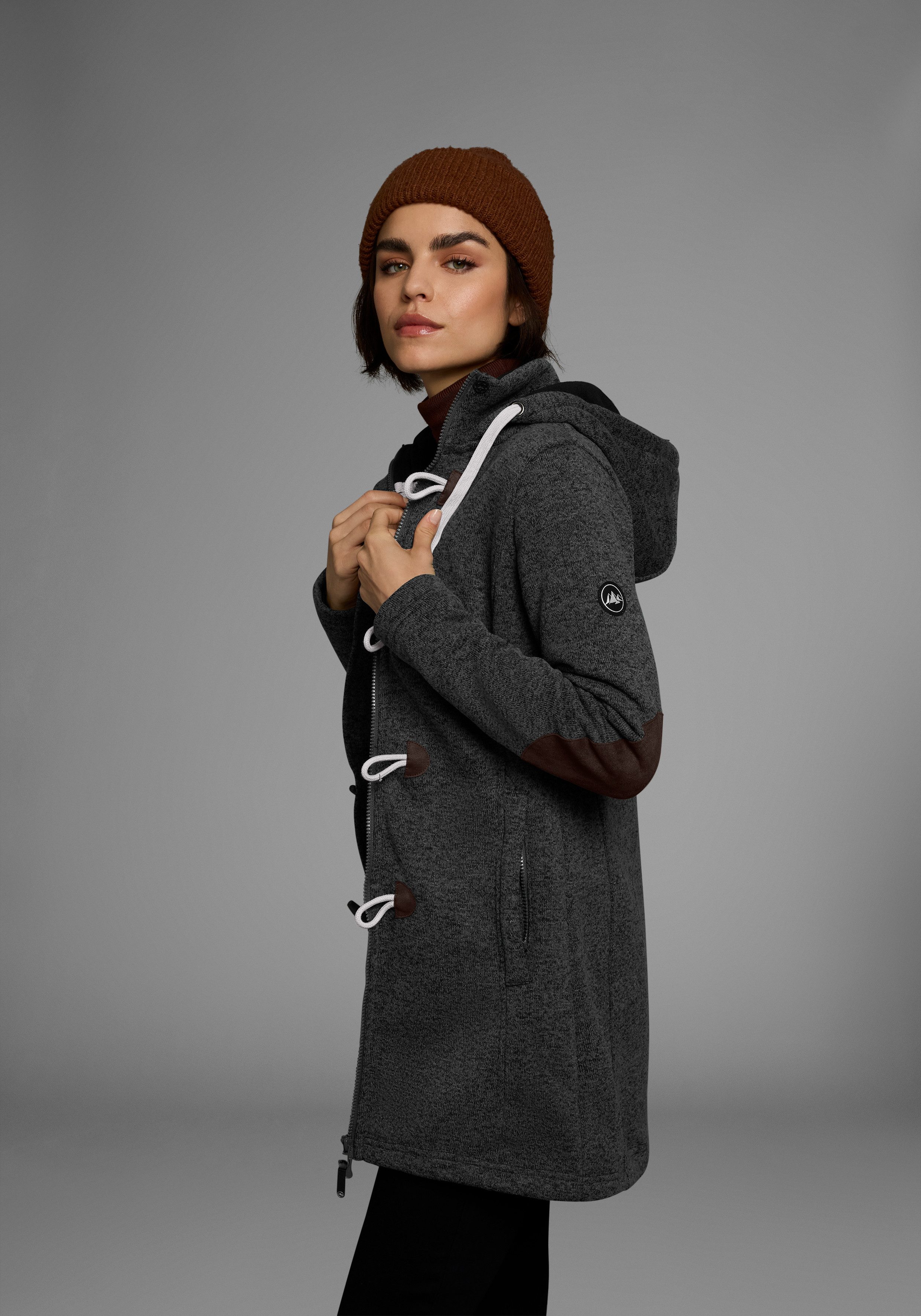 Polarino Strickfleecejacke für den Übergang, aus Strickfleece, atmungsaktiv