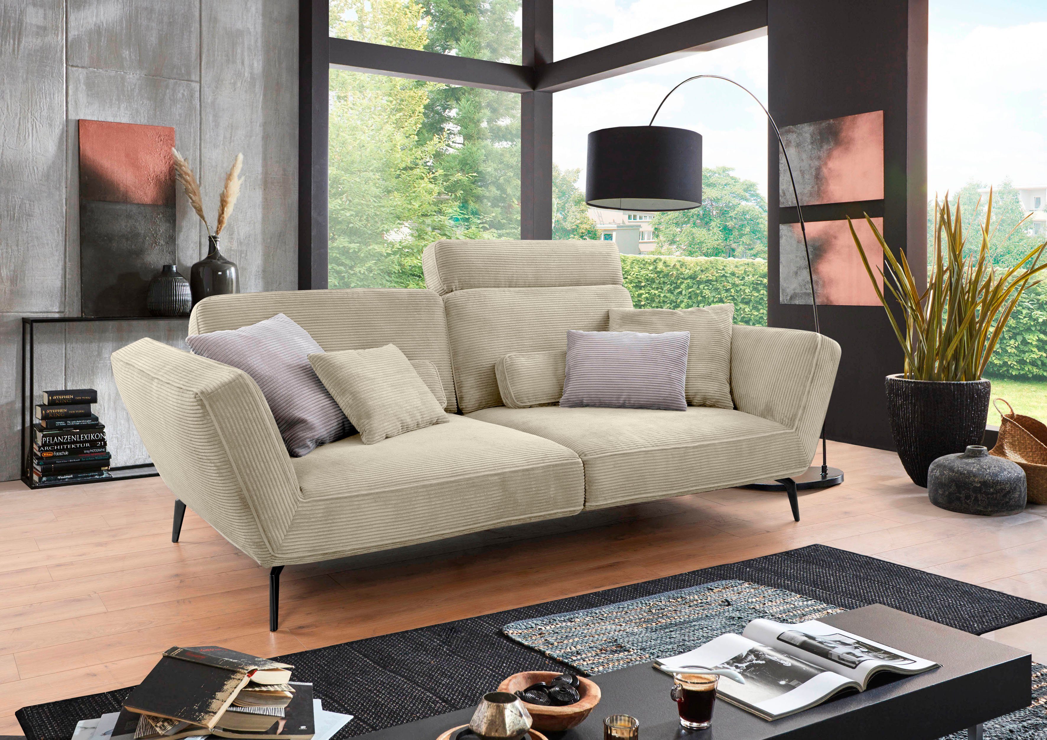set one by Musterring Big-Sofa SO 4500 Mega-Sofa, mega bequem, hochwertig verarbeitet, Füße schwarz matt, wahlweise mit Kopfstütze, Breite 260cm, in Cord