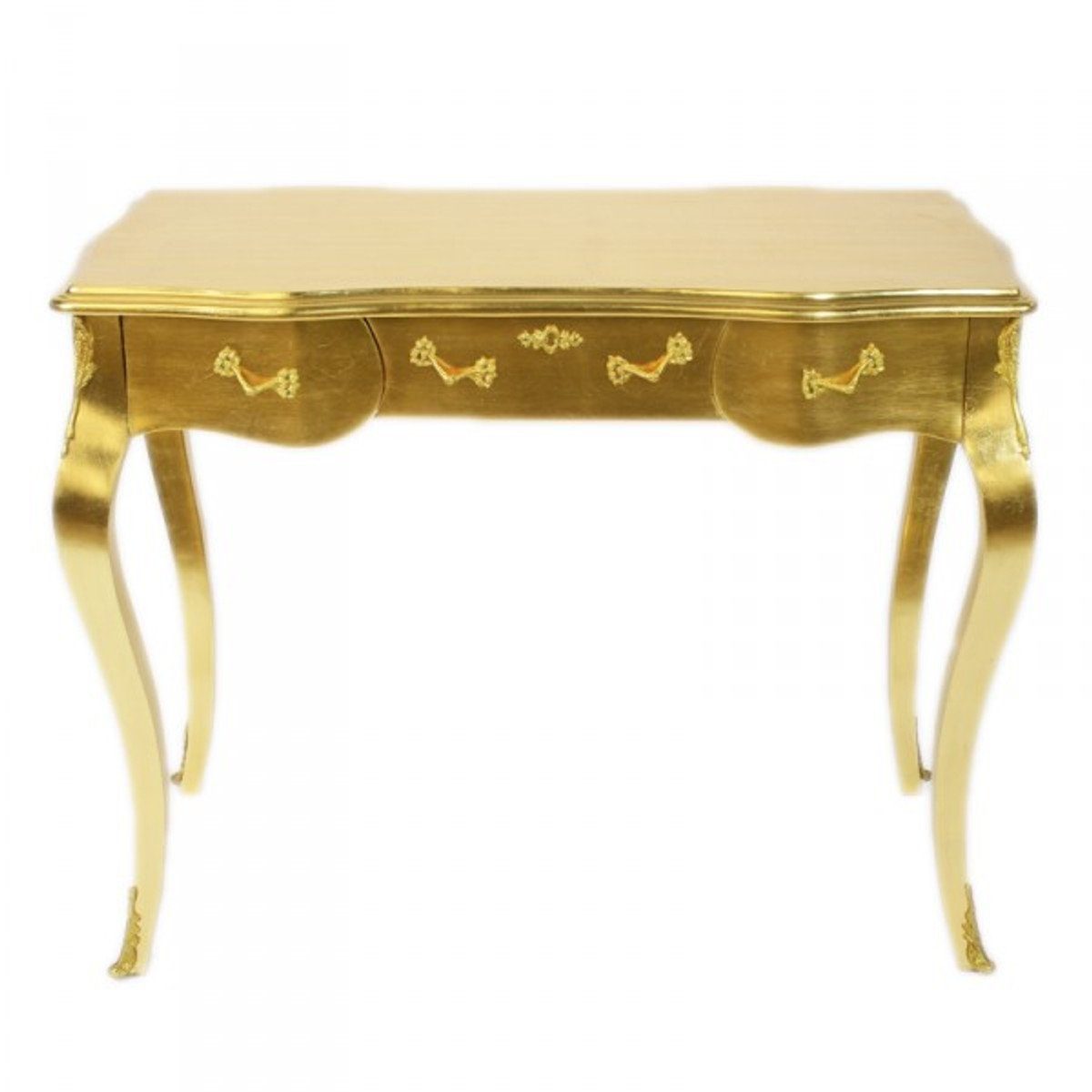 Casa Padrino Schreibtisch Luxus Barock Schreibtisch / Konsole Gold ink. Glasplatte 97 x 78 x 48 cm - Sekretär Luxus Möbel