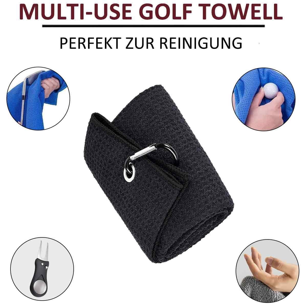 Fold Handtücher Jormftte Golf Handtücher Schwarz+Grün Golfhandtuch Microfaser Handtuch Sporthandtuch