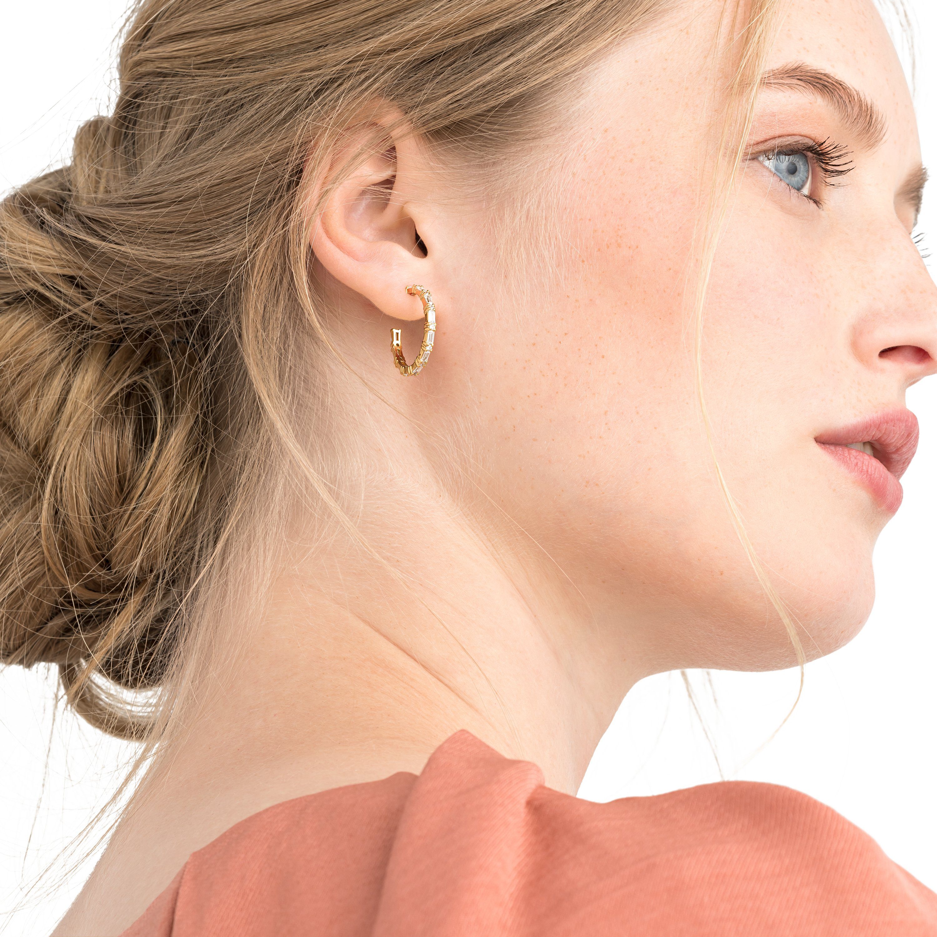 Noelani Paar Creolen für Damen, Sterling Silber 925, Zirkonia (synth) (Creolen, 4-tlg)