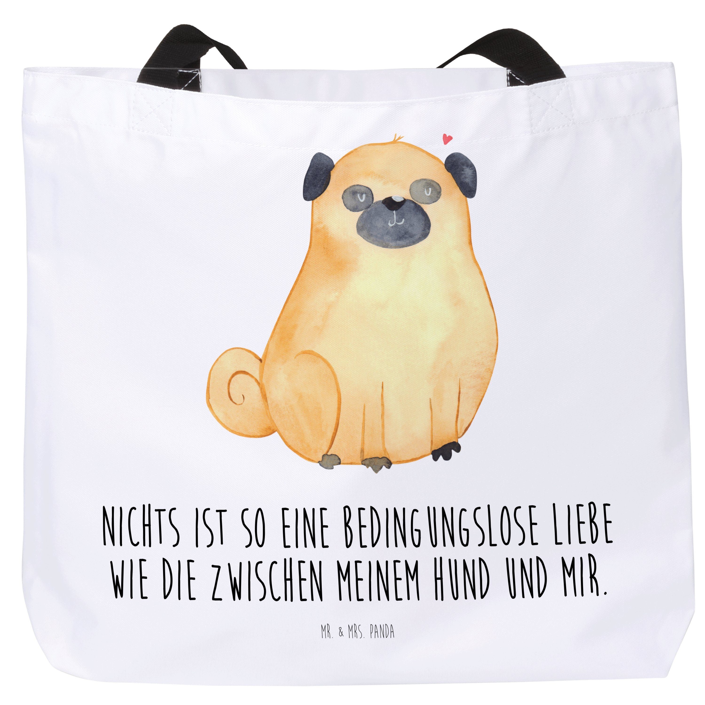 Mr. & Mrs. Panda Shopper Mops - Weiß - Geschenk, Schultasche, Einkaufstasche, Hundemama, Hunde (1-tlg)