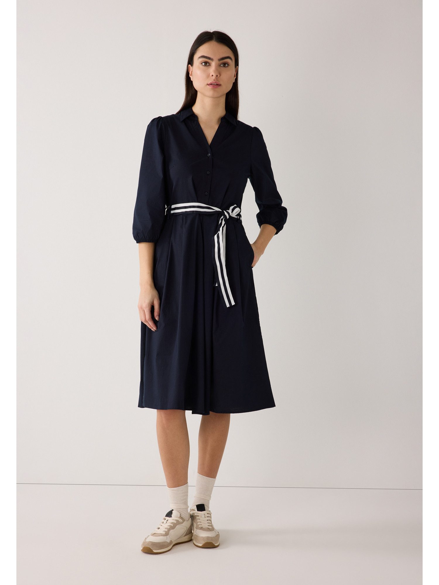 MORE&MORE Blusenkleid Hemdblusenkleid mit Streifengürtel günstig online kaufen