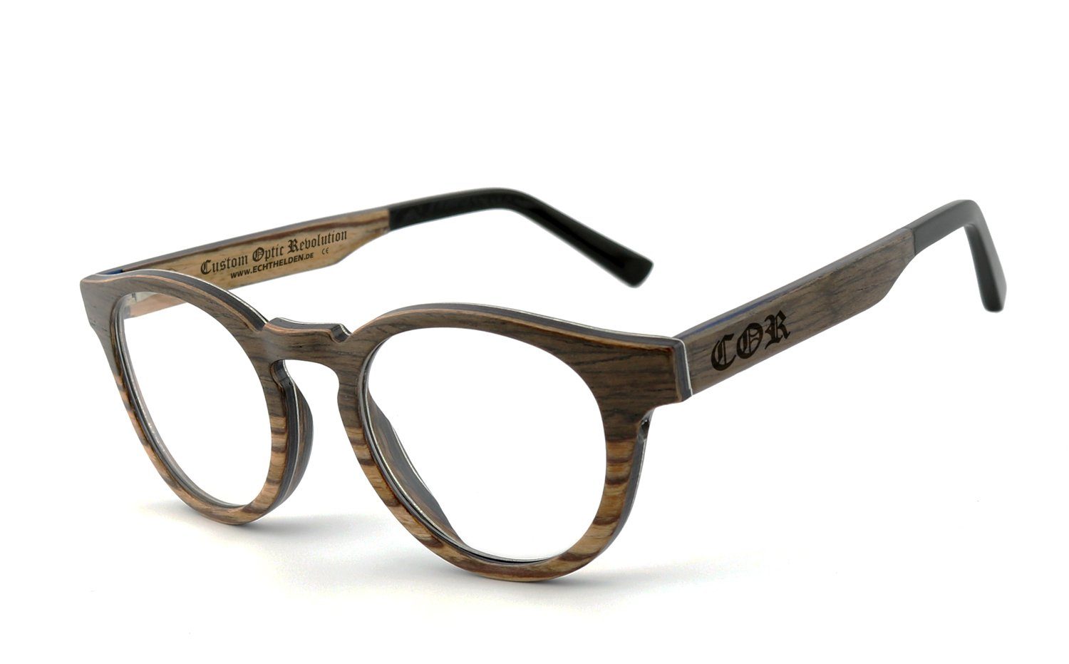 COR Brille COR002 Holzbrille, Bügel mit Flex-Scharnieren