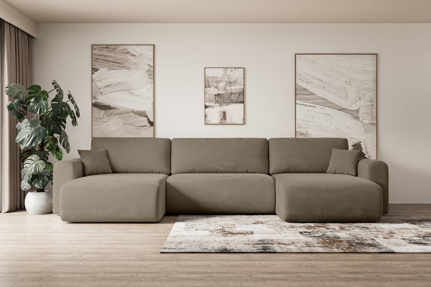ALTDECOR Wohnlandschaft ORRO-U, Corner Sofa Bett Eckcouch Couch L-Form Schlafcouch Ausziehbar