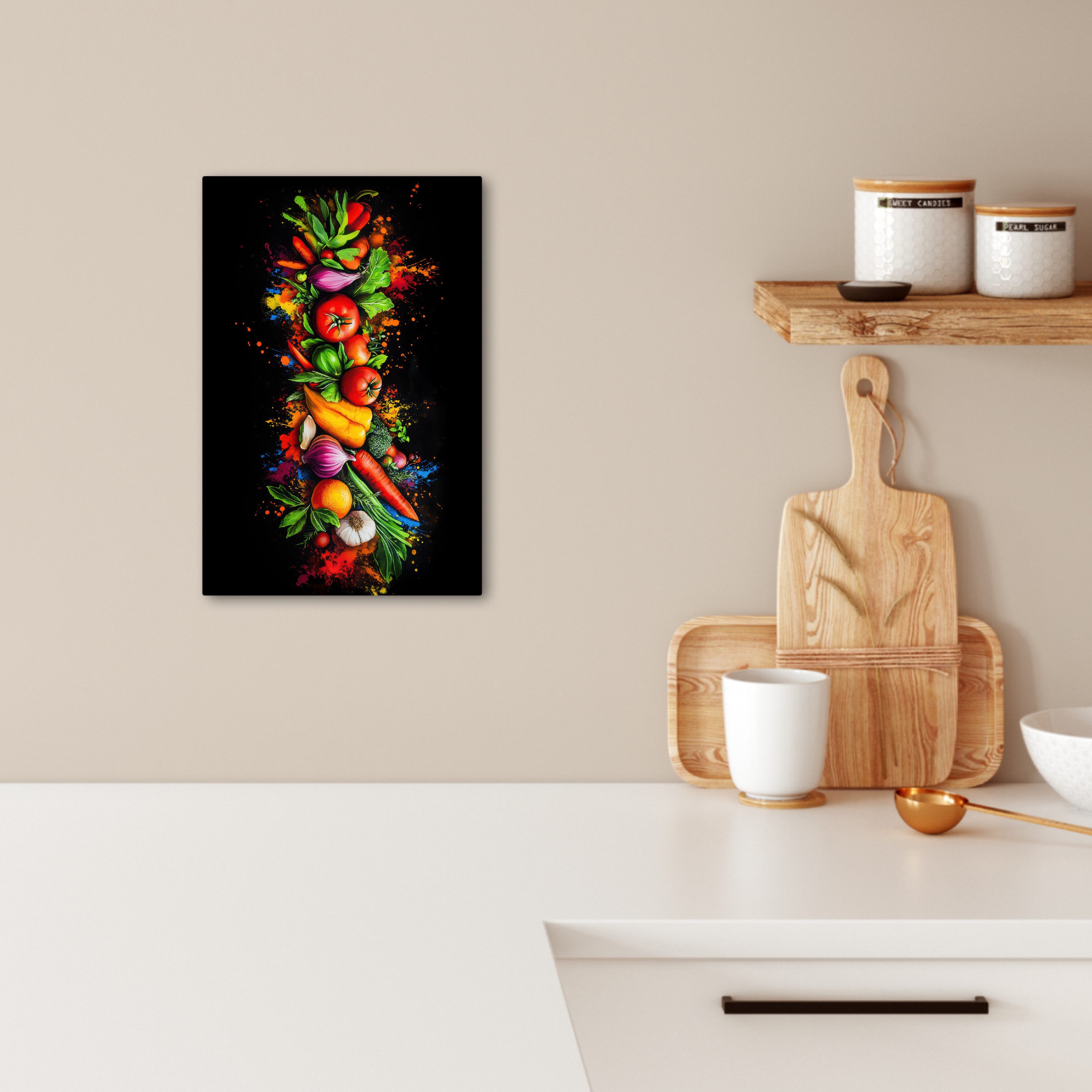 OneMillionCanvasses® Leinwandbild Gemüse - Lebensmittel - Kräuter - Graffit günstig online kaufen