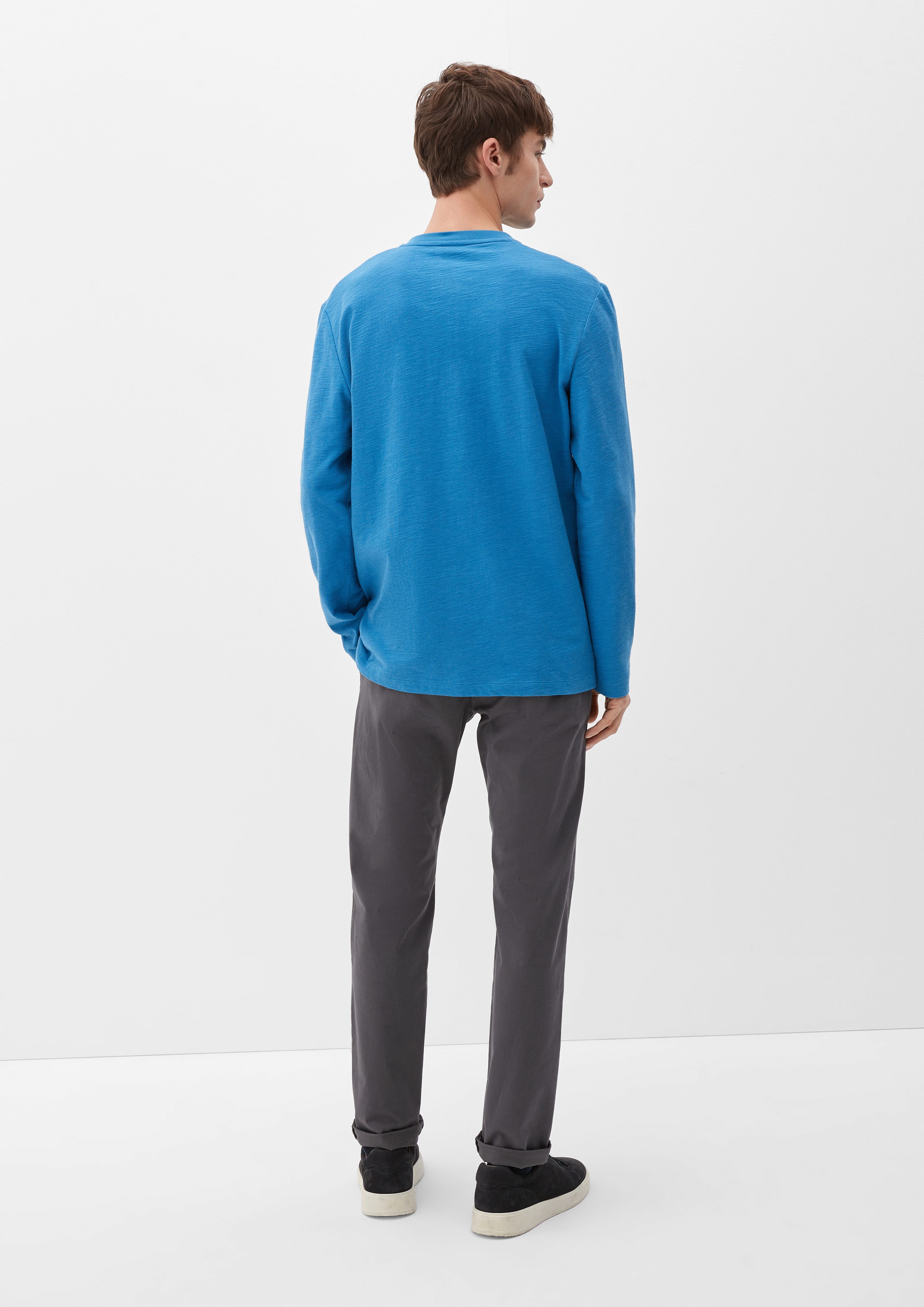 s.Oliver Langarmshirt Sweater mit Henleyausschnitt türkisblau