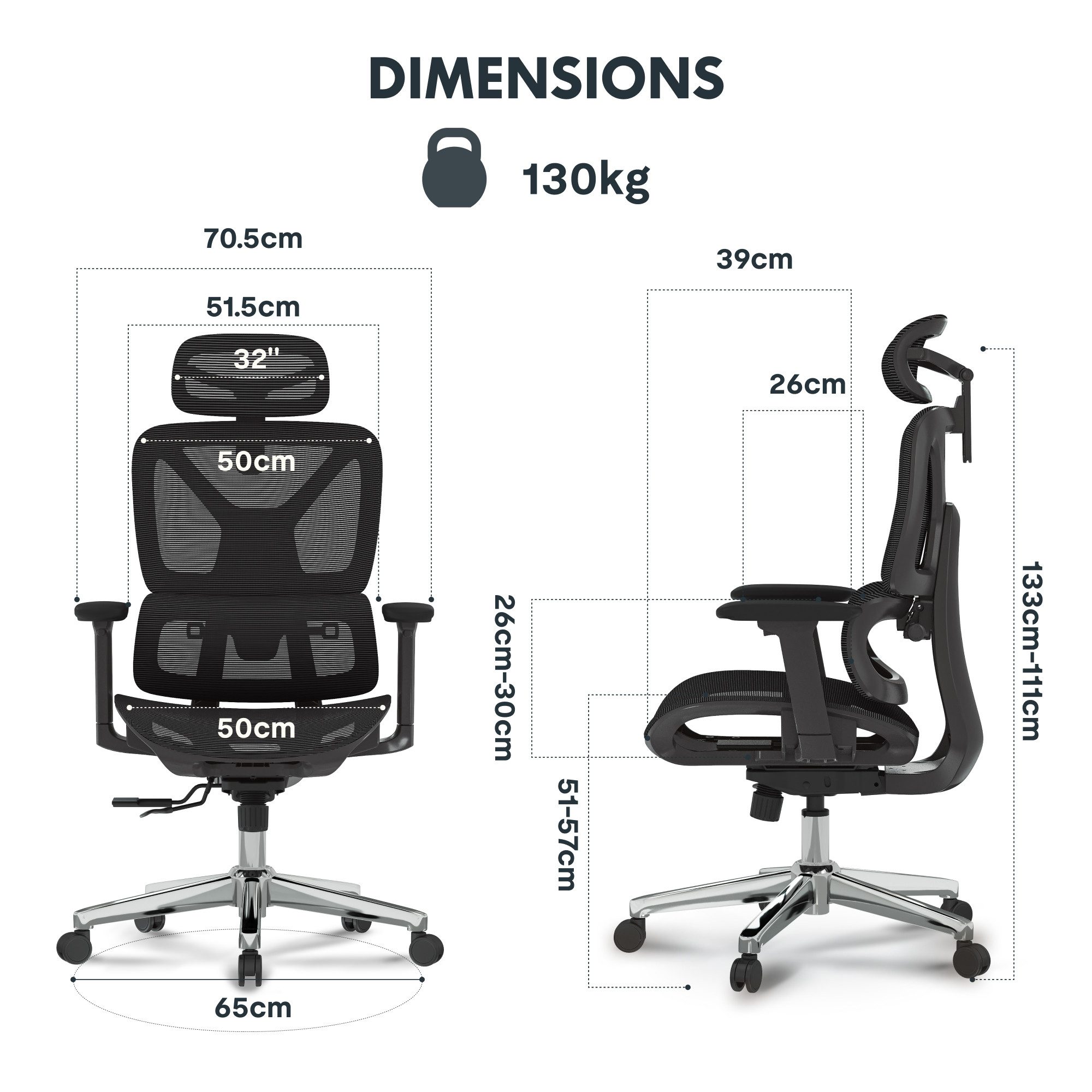 FLEXISPOT Bürostuhl ErgoX, Schreibtischstuhl Premium Ergonomischer (Rückenlehne verstellbar 90°-135°, 3D-Armlehnen, 3D-Kopfstütze, 5D-verstellbare Rückenlehne), Chef-Mesh-Bürostuhl, Computer-Bürostuhl, 130KG Tragkraft