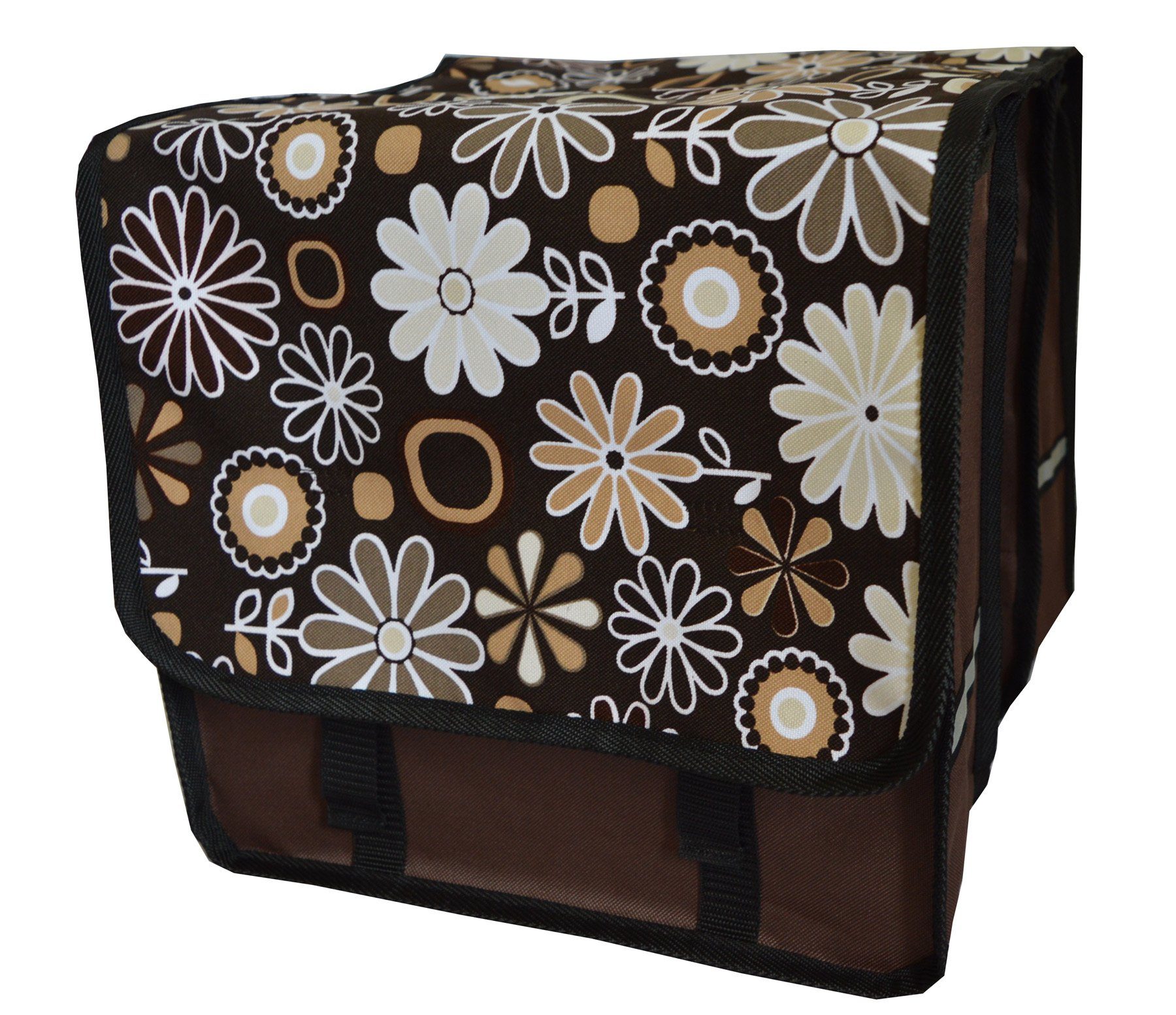 Aves-24 Fahrradtasche FAHRRADTASCHE Satteltasche Gepäckträgertasche Doppel Fahrrad 26" 28", 12. Duo - Blumen (braun)