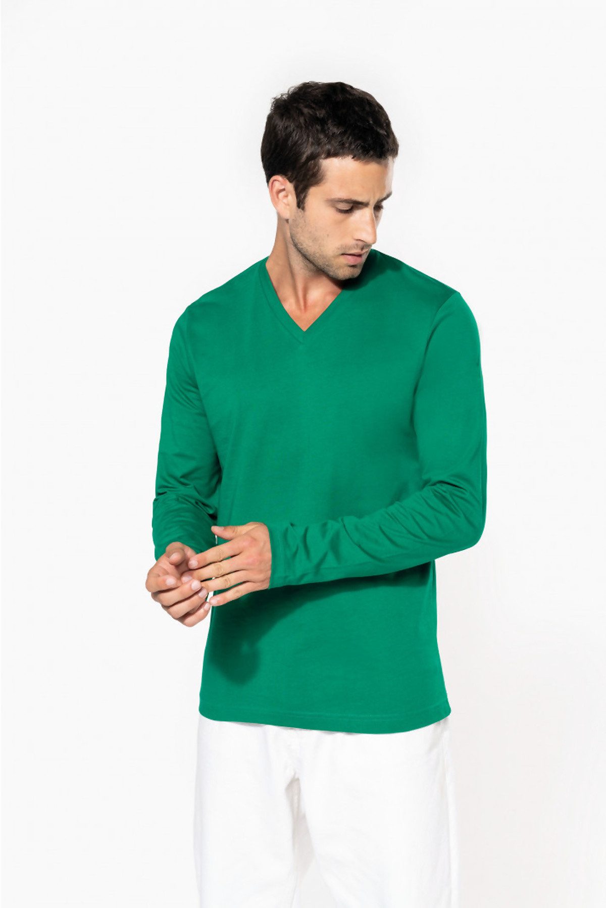 T-Shirt & Langarmshirt Mens long-sleeved V-neck T-shirt