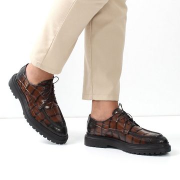 Celal Gültekin 675-049 Brown Croco Classic Shoes Schnürschuh