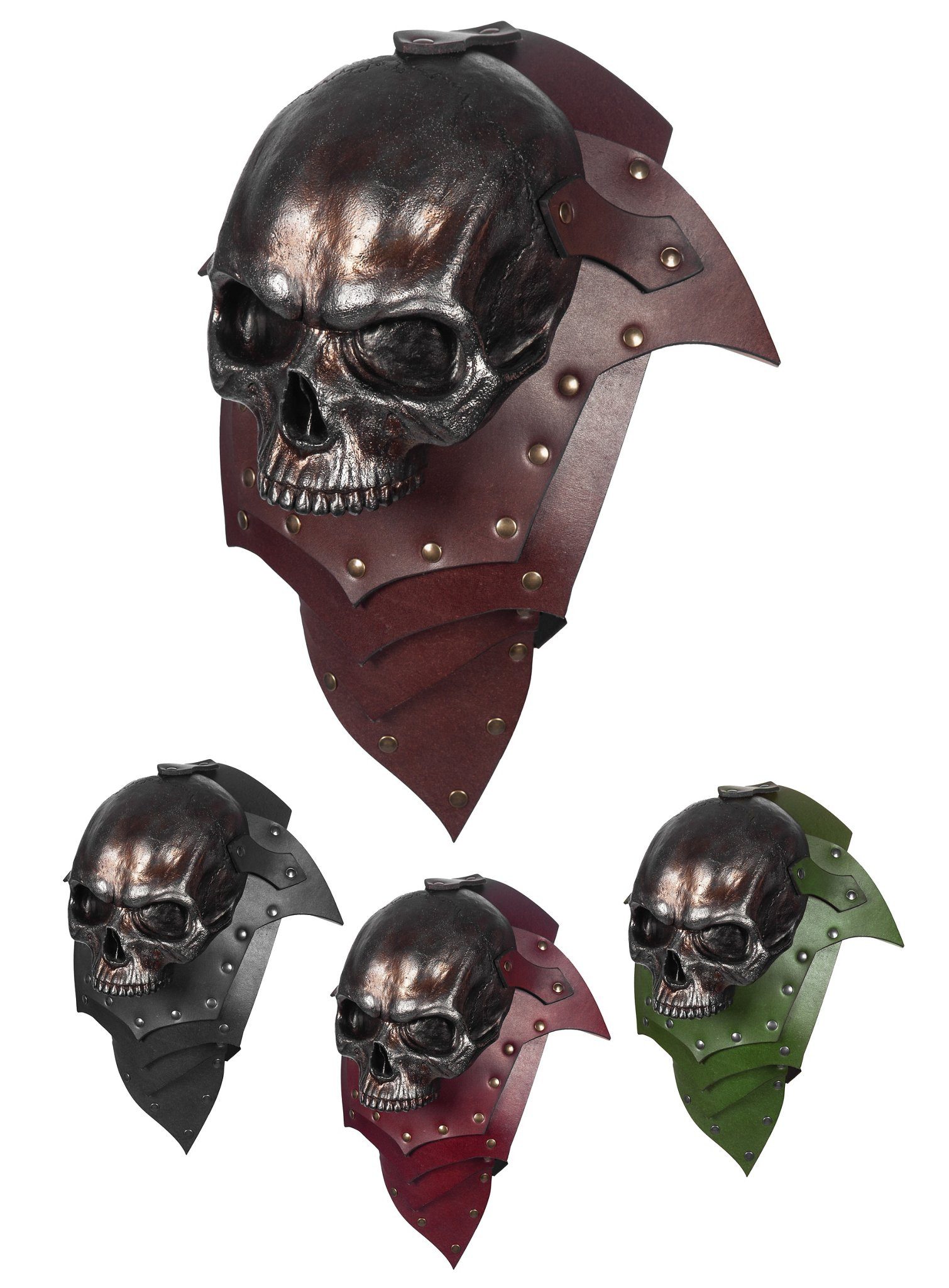 Andracor Kostüm Lederschulter - Knochenfürst Metallfarben (Einzeln, Martialischer Schulterpanzer für Orks und andere Bösewichte von Andr