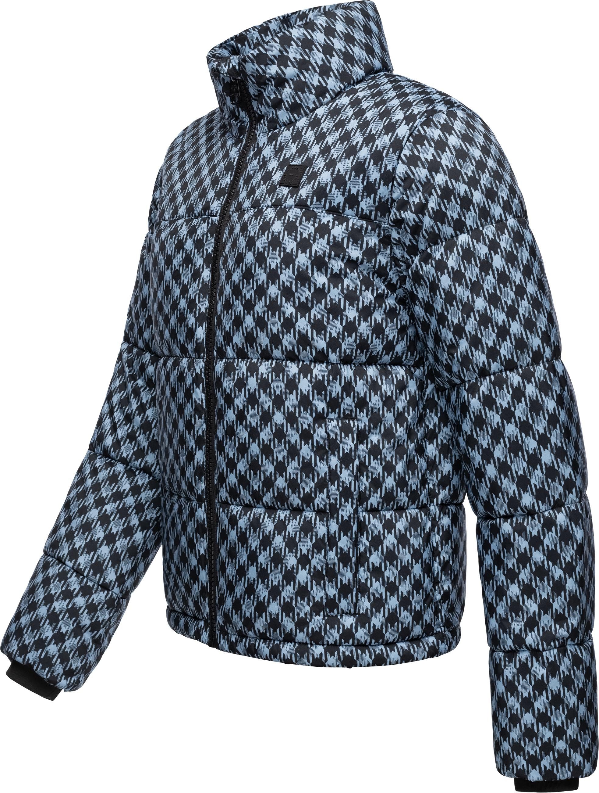 Ragwear Winterjacke Serah Print wasserdichte Winter Steppjacke mit Hahnentritt Muster