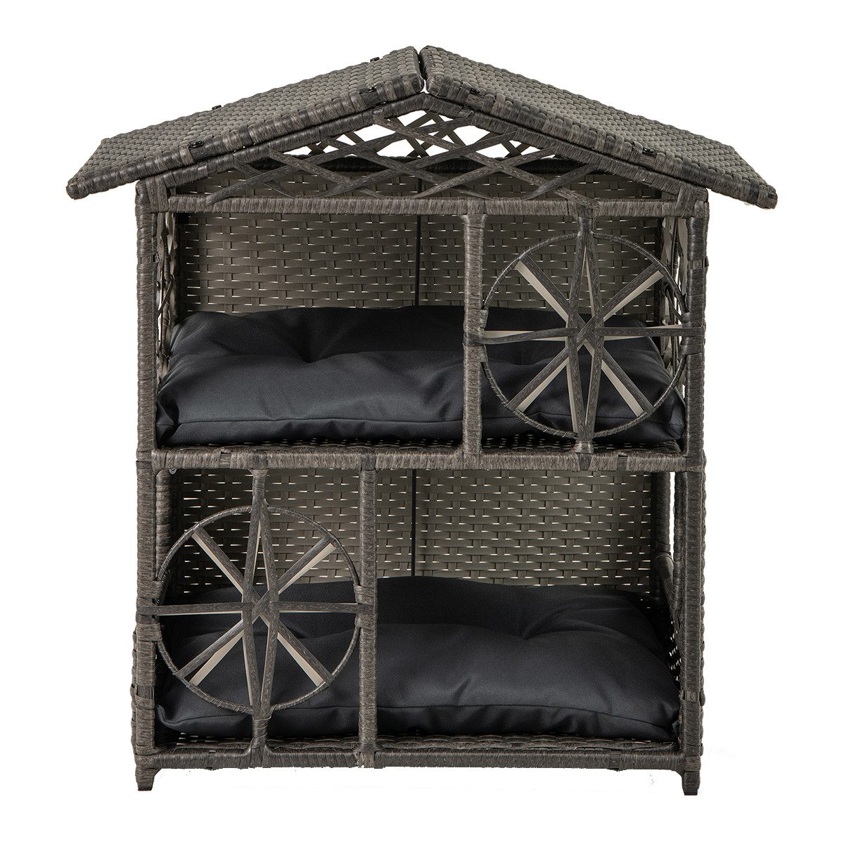 COSTWAY Tierhaus, Katzenhaus, Hundehütte 2-stöckig, wetterfest