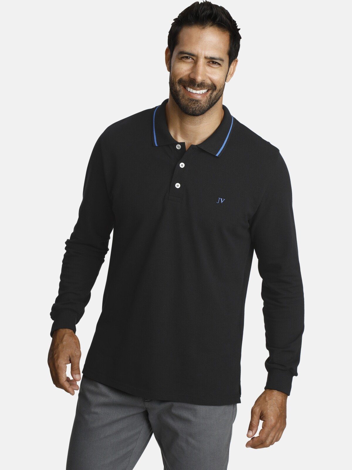 ELLIS Jan Langarm-Poloshirt Pikee-Qualität schwarz Vanderstorm hochwertige