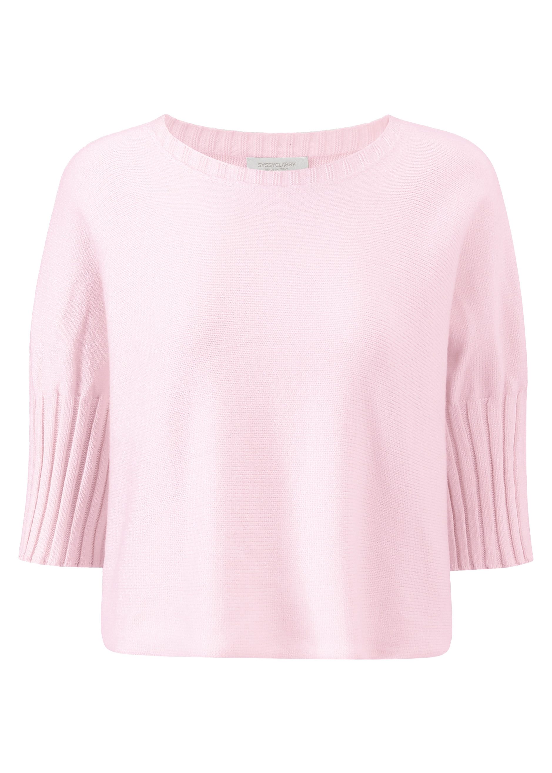 SASSYCLASSY Strickpullover Kurzarm Strickpullover Damen mit weitem Rundhals günstig online kaufen
