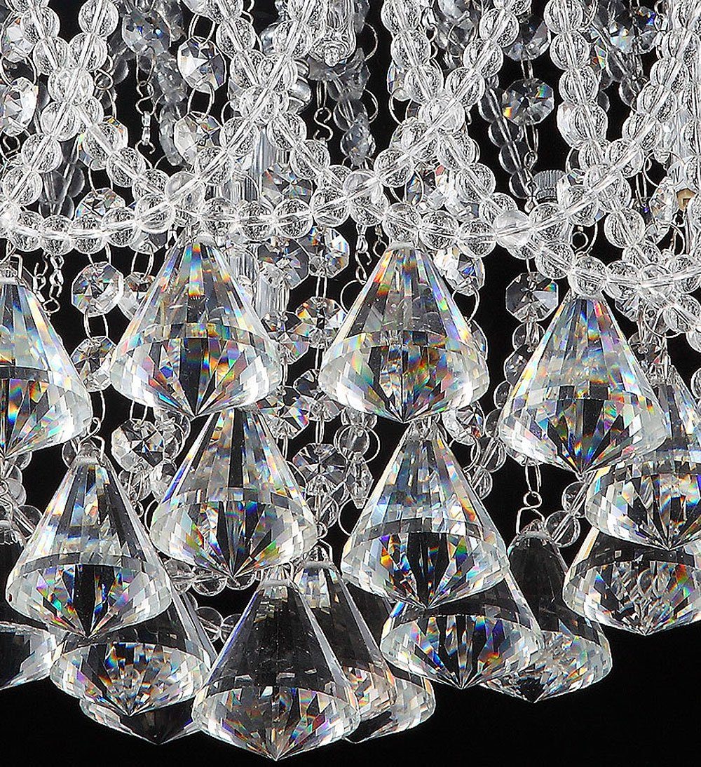 Starterkin Ø35cm Lewima Silber, 4xG9 luxuriös Leuchtmittel Kristall aus Deckenlampe in Stärke LED Warmweiß, Deckenleuchte mit und Lichtfarbe wechselbar beliebig, Glas Led