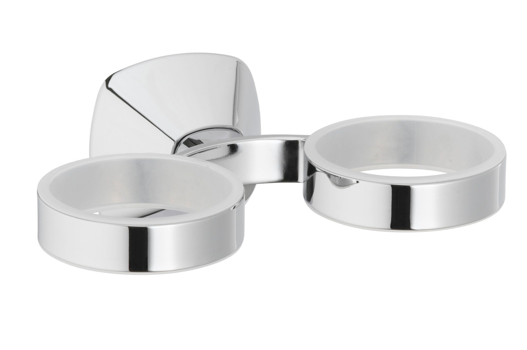 Keuco Zahnputzbecher City.2, Doppelhalter aus Metall, Chrom, lose, ohne Gläser, 5,3cm Durchmesser