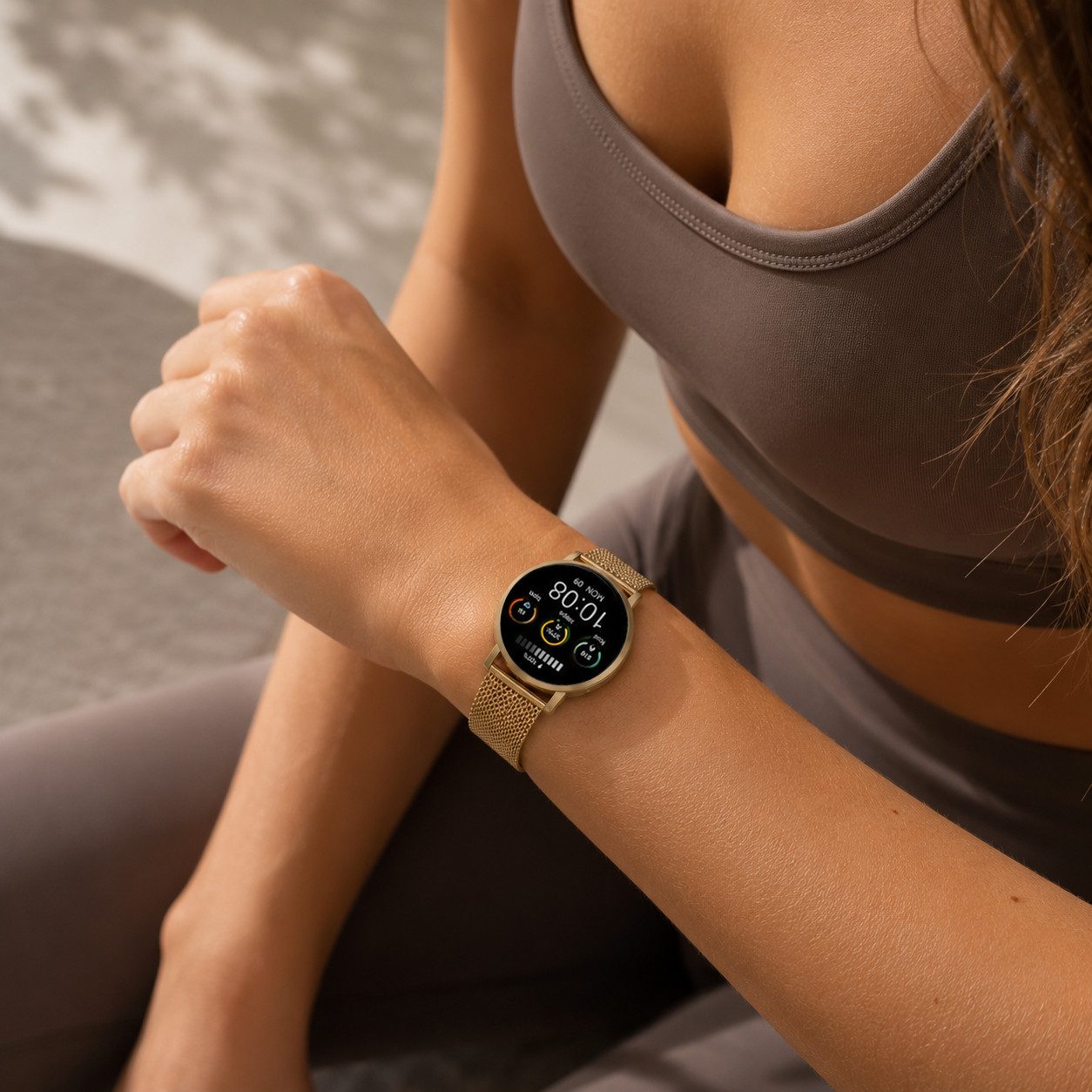 XCOAST SIONA 2 NANO - ultra kleine Damen Smartwatch (3,7 cm/1,19 Zoll, iOS und Android) Filigran, Frauen Armbanduhr, Fitnesstracker, 1-tlg., Fitness Tracker, Damenuhr, 7 Tage Akku, Wasserdicht, Puls, Blutdruck, Blutsauerstoff