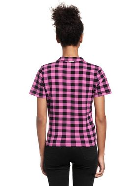 Pussy Deluxe Kurzarmbluse Pink checkered