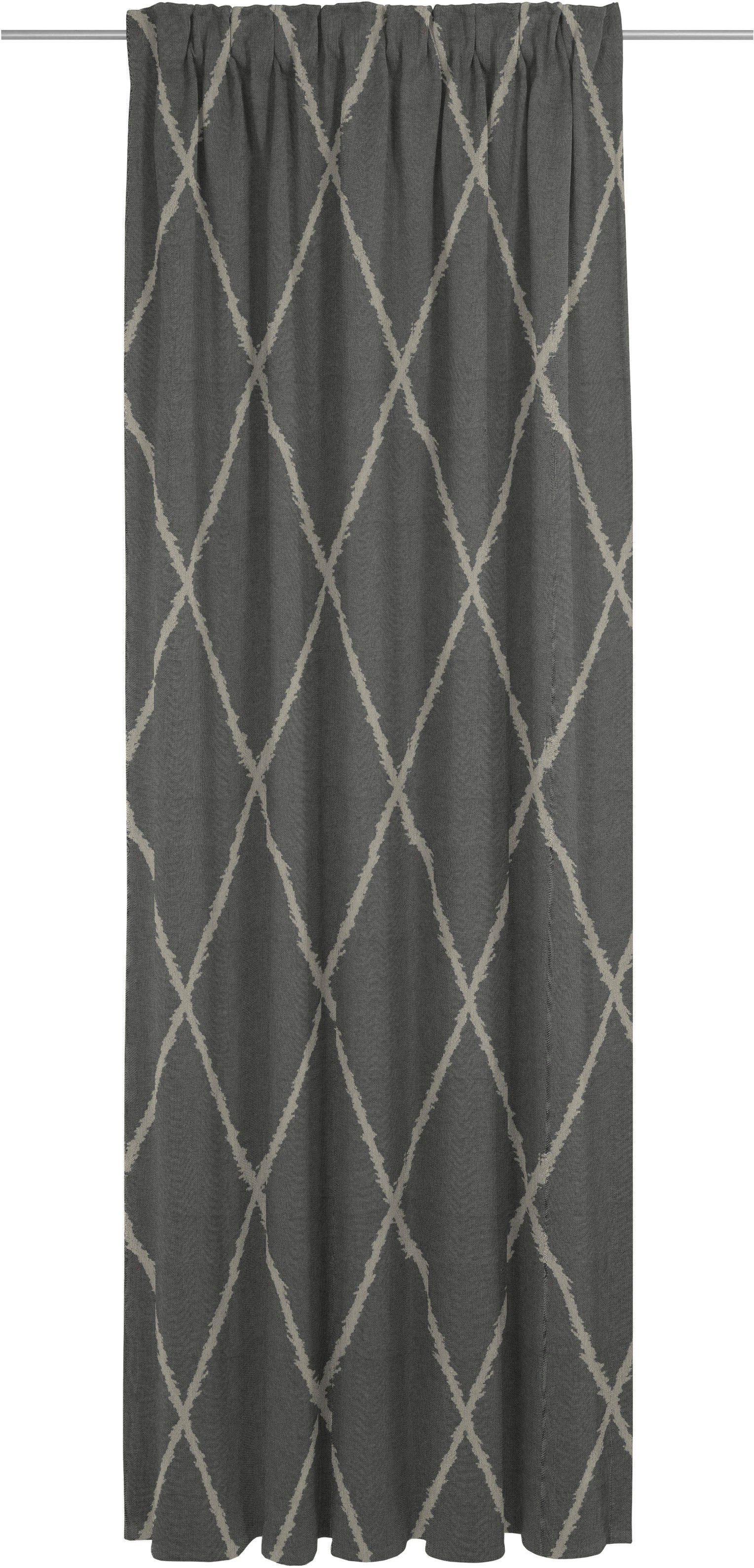 Adam, aus Bio-Baumwolle Valdelana, nachhaltig Casket St), blickdicht, schwarz/beige (1 Vorhang Jacquard, Multifunktionsband