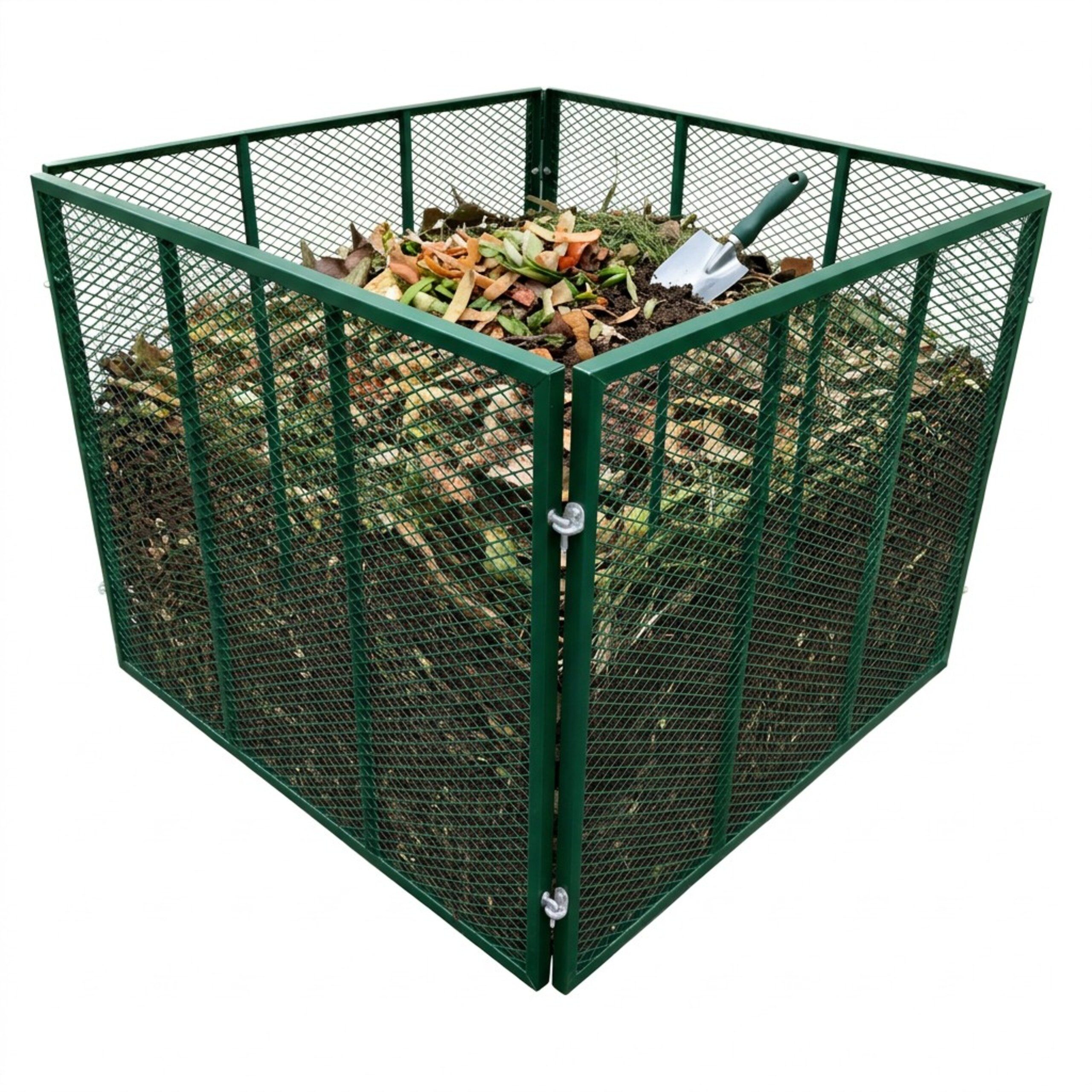 relaxdays Komposter Metall 800 Lit, BxTxH: 100x100x80 cm, grün