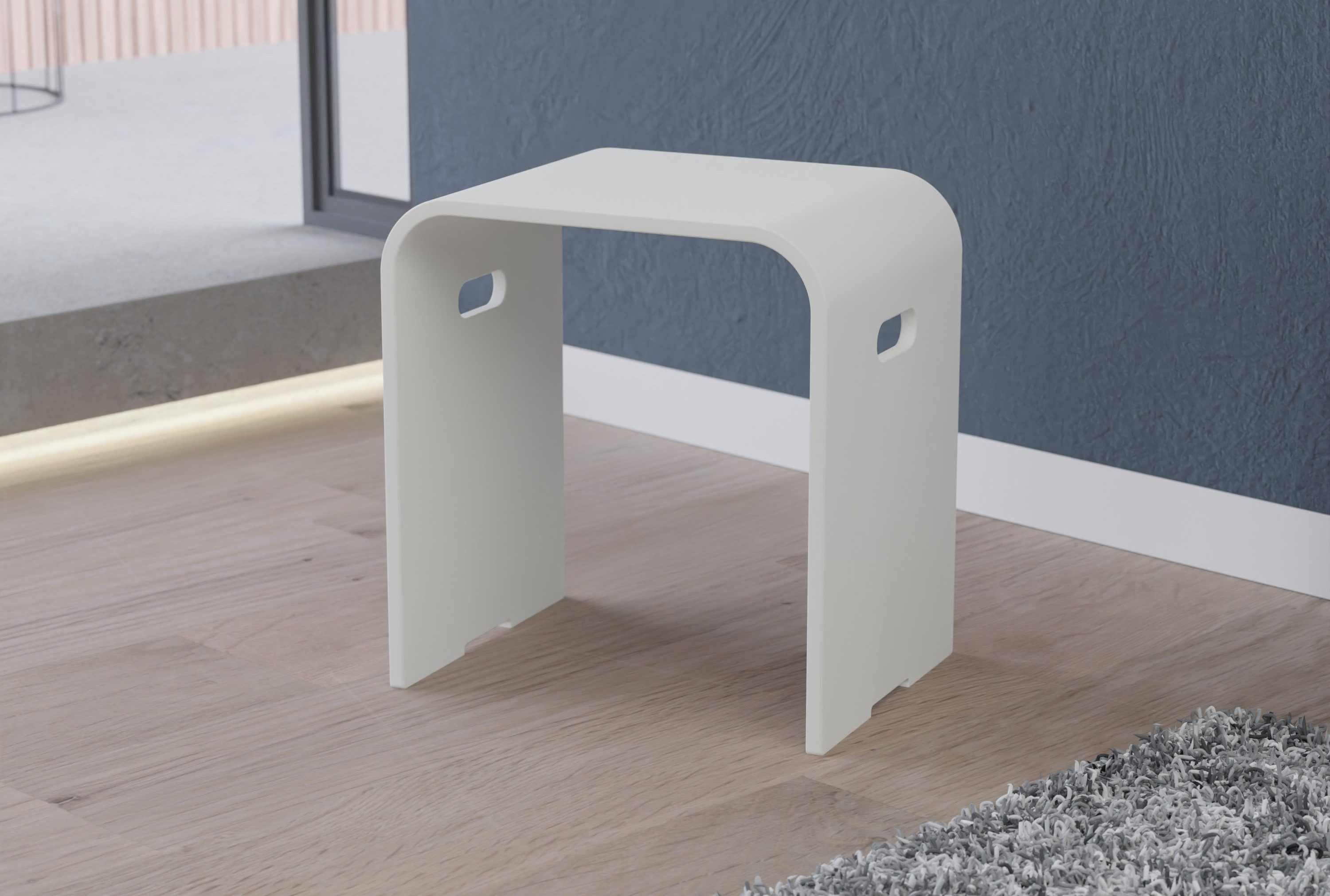 Bernstein Badhocker PB4002 (einsetzbar als Ablage- oder Sitzfläche), aus Mineralguss / Design Duschhocker / Sitzhocker / Matt