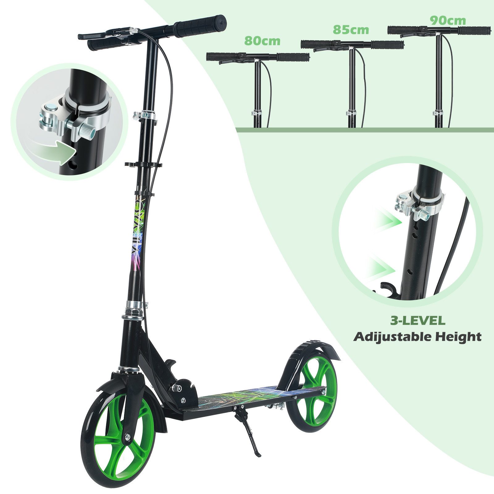oyajia Cityroller Tretroller Kickroller Cityroller Kinderroller Erwachsene Scooter, (Faltbar Tret-Roller höhenverstellbarer Cityroller), mit Klappfunktion, Kinderscooter mit PU Räder, 100kg belastbar