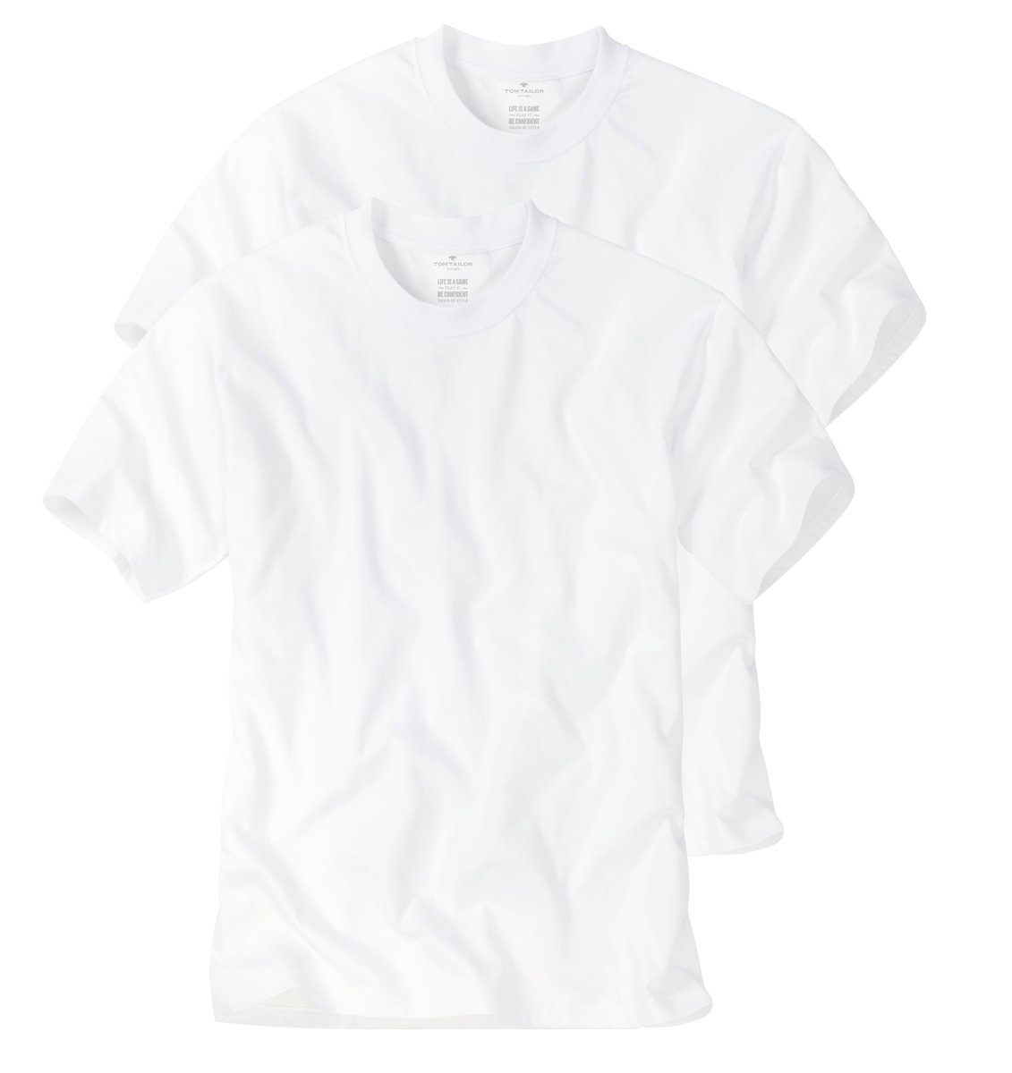 TOM TAILOR T-Shirt Herren Shirts Multipack (4-tlg., 4er-Pack) bequem geschnitten, mit Rundhals-Ausschnitt - für Drüber und Drunter Weiss (1000)