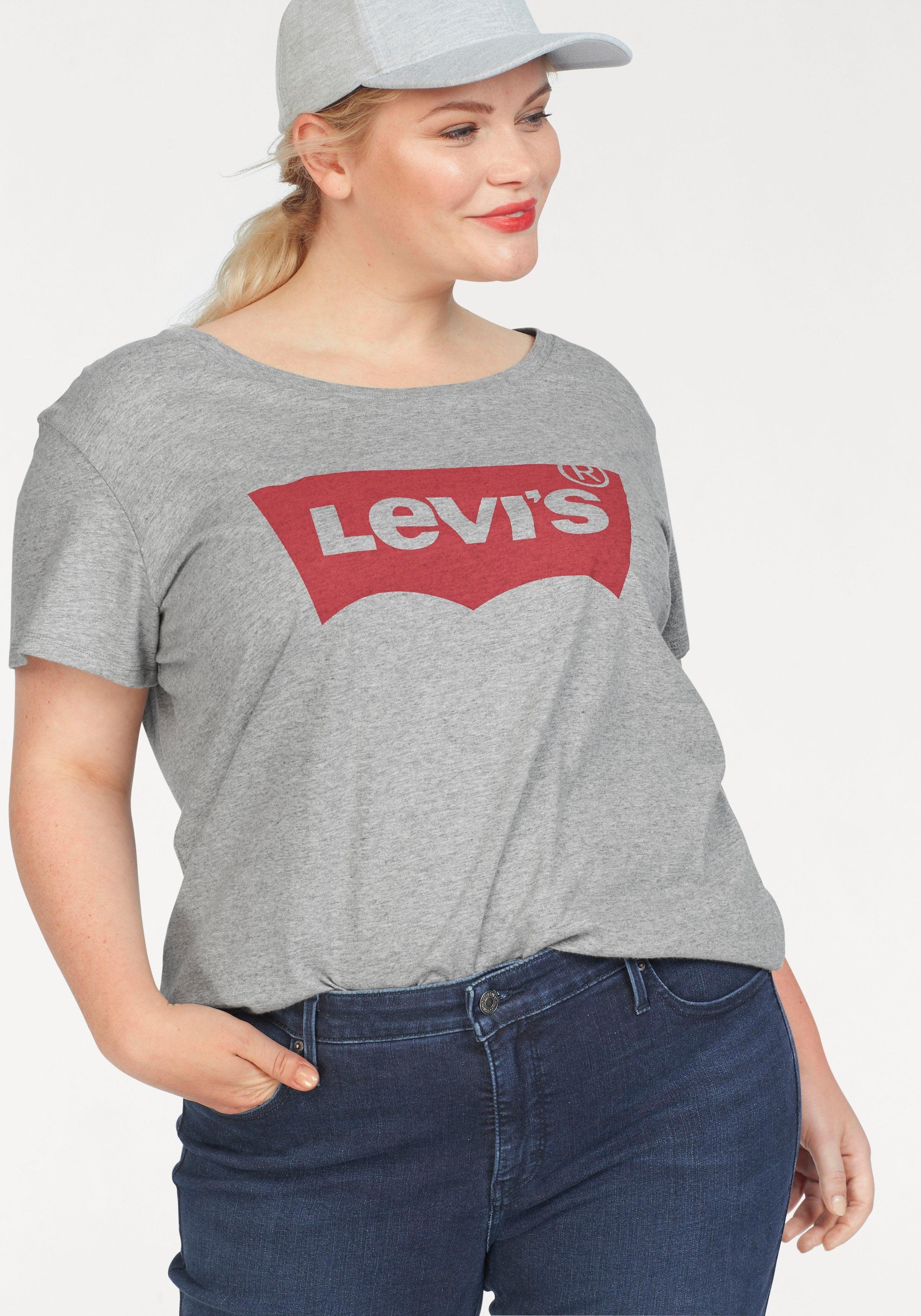 Levi's® Plus T-Shirt Perfect Tee mit Batwing-Logo grau-meliert-rot | T-Shirts