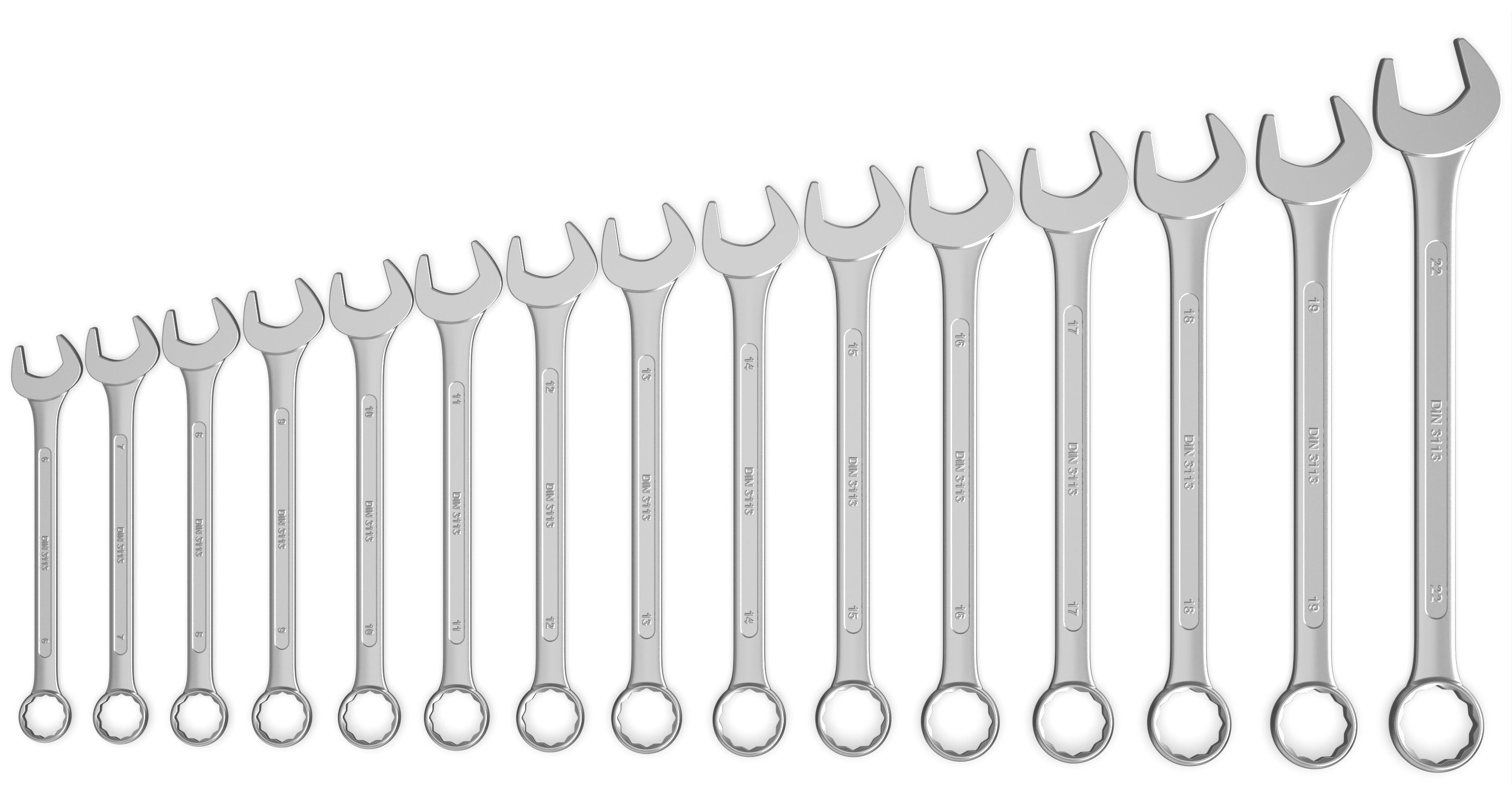 FAMEX Gabel- und Ringschlüssel CV-Stahl Satz (Schraubenschlüssel, 10345-15 St), 15 Ringmaulschlüssel aus