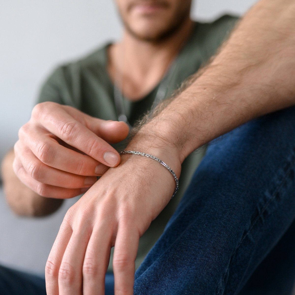 Materia Königsarmband Herren Silber Vierkant 2,5mm SA-3, 925 Sterling Silbe günstig online kaufen